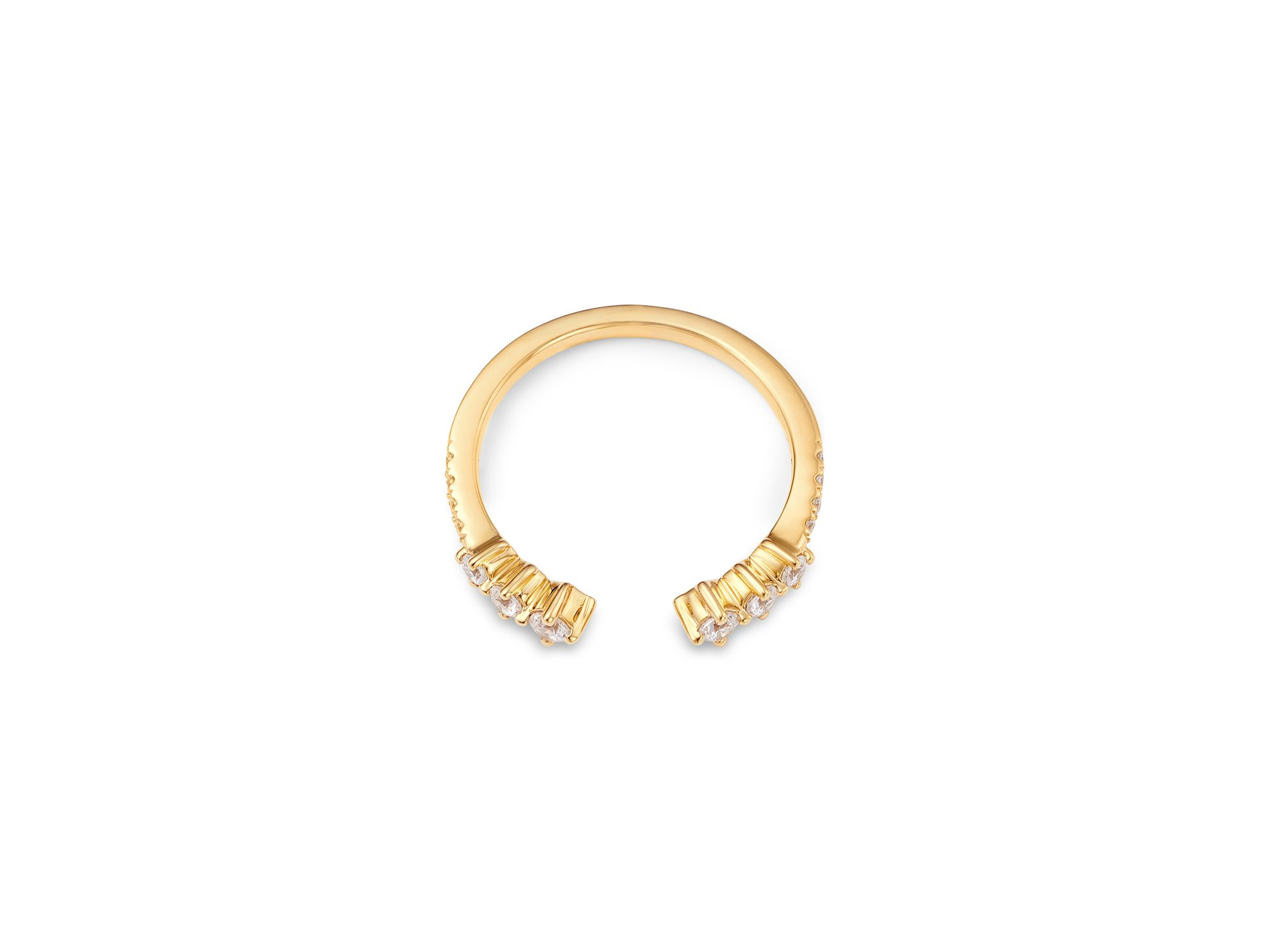 Diamond Tri Stone Cuff Ring in 14K Yellow Gold, 0.33 tcw — Image 3