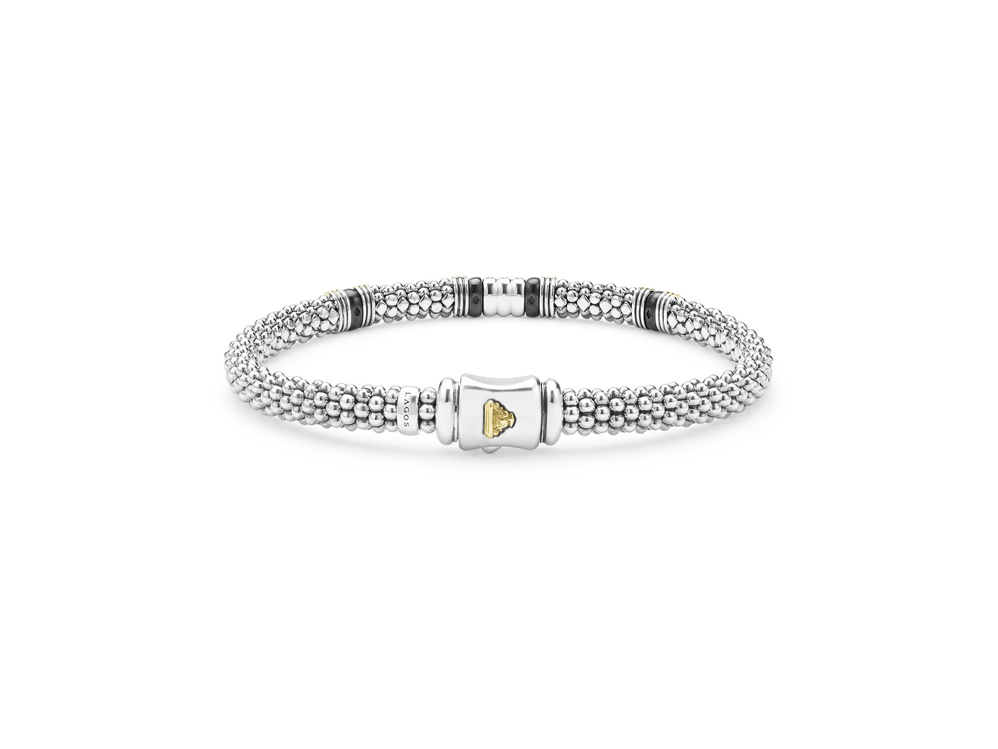 Two Tone Black Ceramic Station Bracelet, 6mm — Image 5