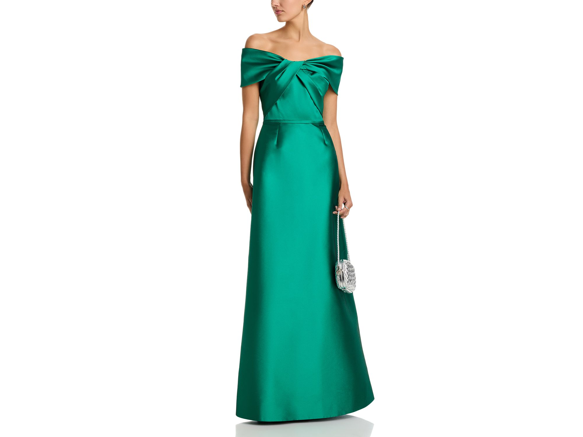 Stretch Mikado Off Shoulder Twist Front Gown — Image 4