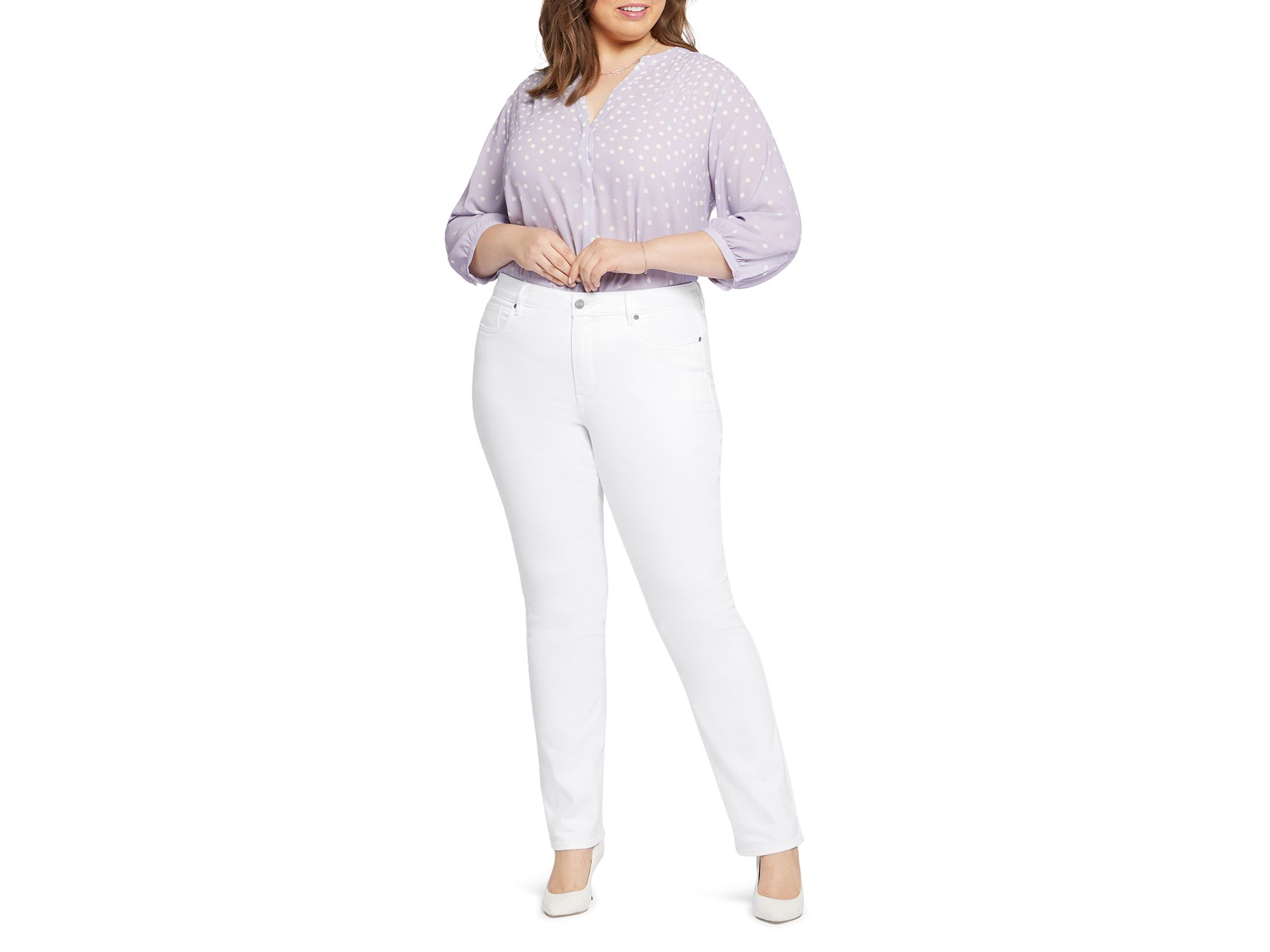 Plus Marilyn High Rise Straight Jeans in Optic White — Image 3