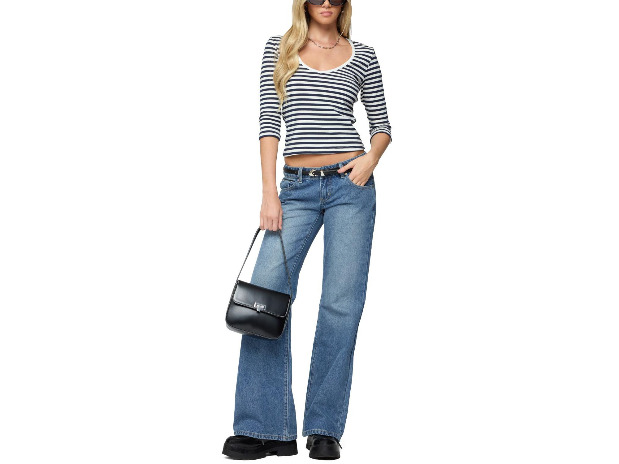 Poppie Striped V Neck Top — Image 4