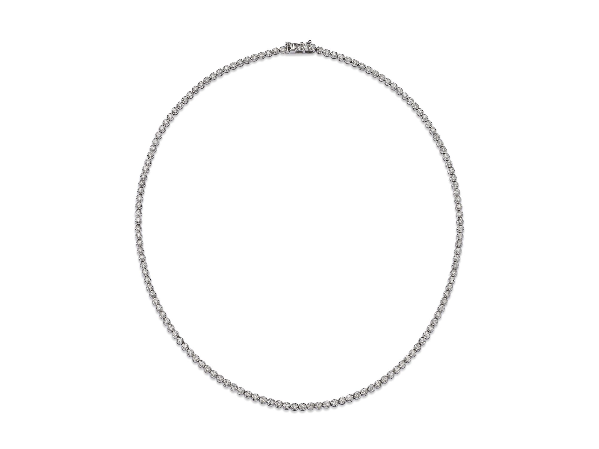 Diamond Crown Set Tennis Necklace in 14K White Gold, 4.0-10.0 tcw — Image 6
