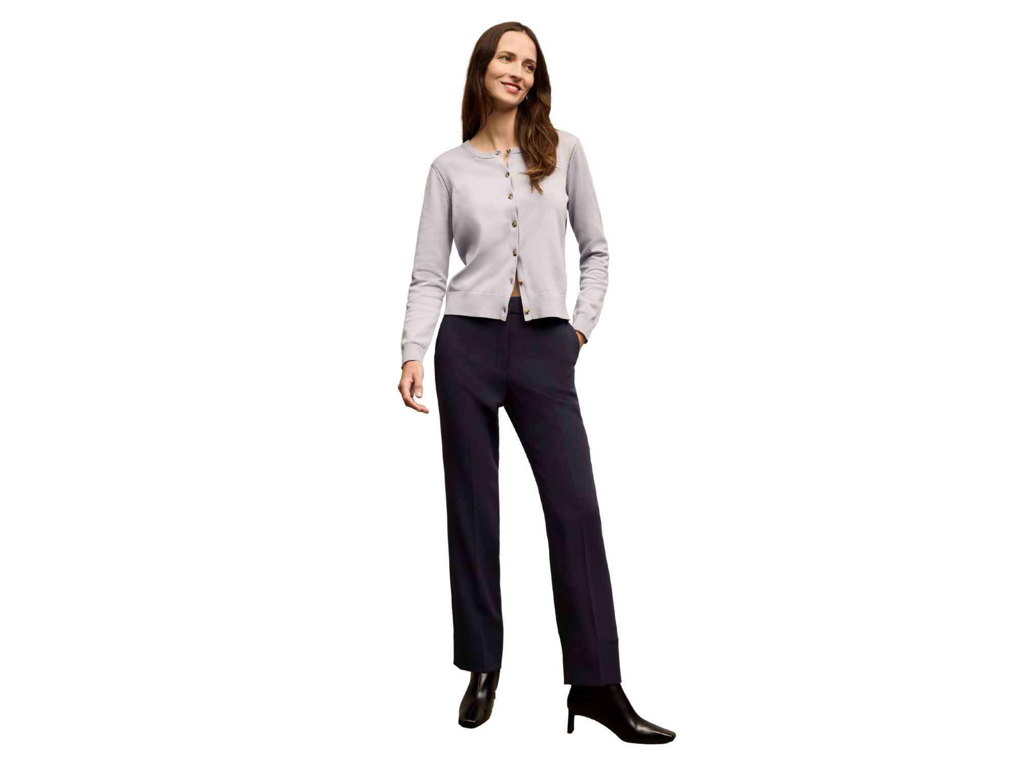 Cotton Silk Knit Mel Pointelle Cardigan — Image 5
