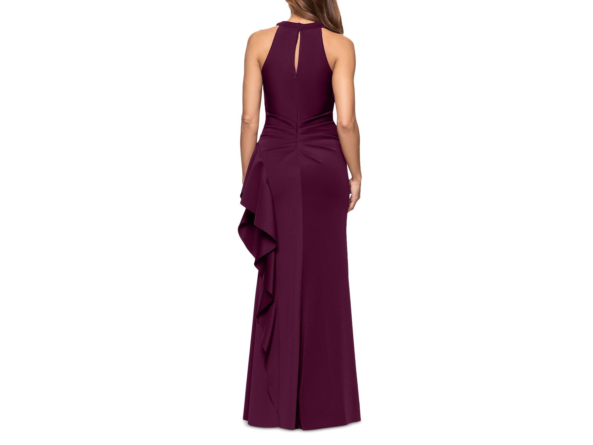 Scuba Ruffle Halter Gown - Exclusive — Image 3