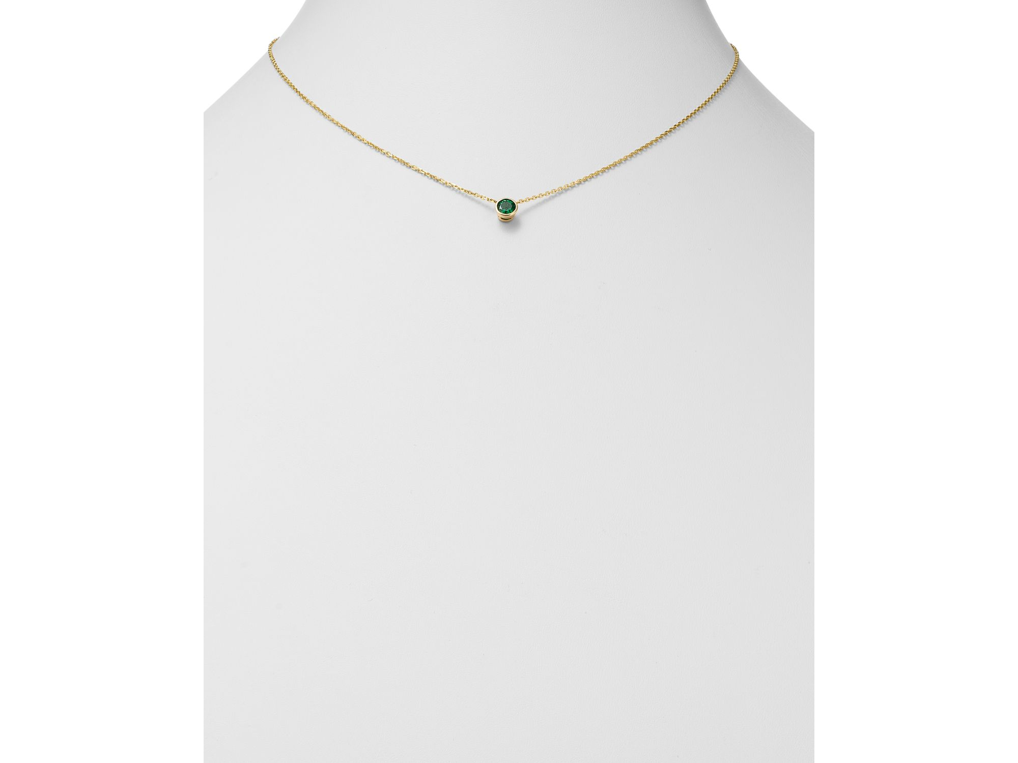 Emerald Bezel Pendant Necklace in 14K Yellow Gold, 16" — Image 3