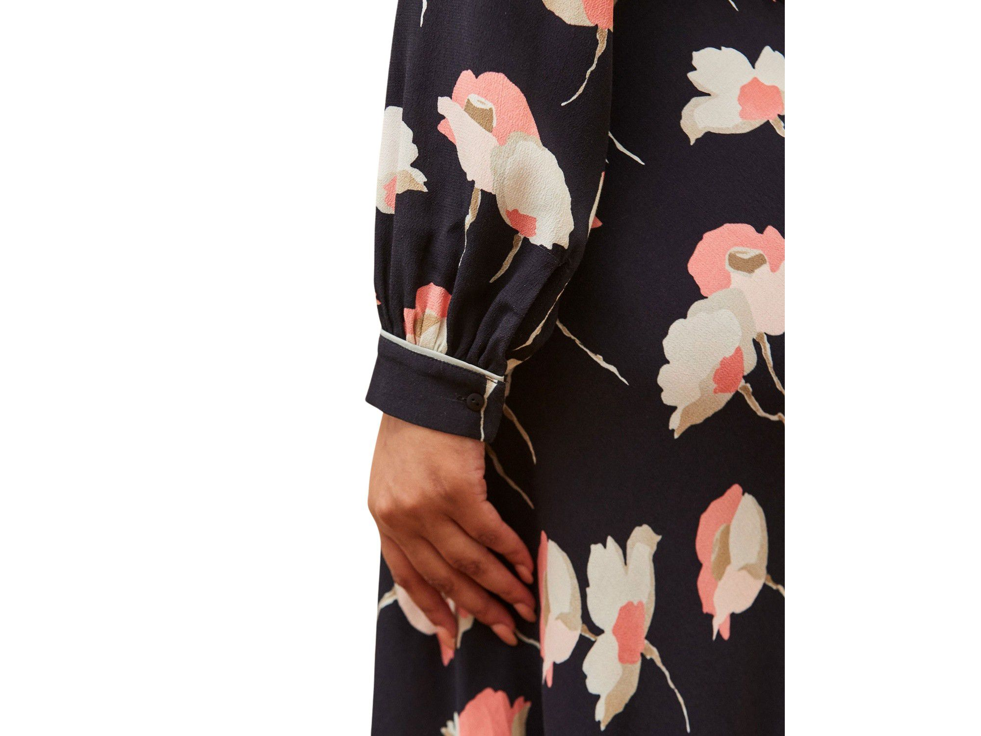 Floral Print Piping Detail Dress — Image 3