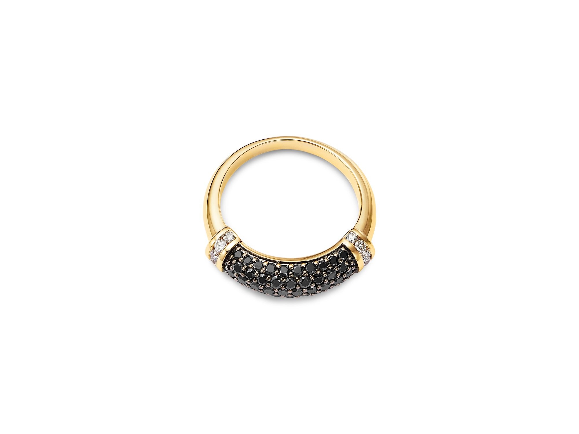 White & Black Diamond Band in 14K Yellow Gold, 1.0 tcw — Image 3