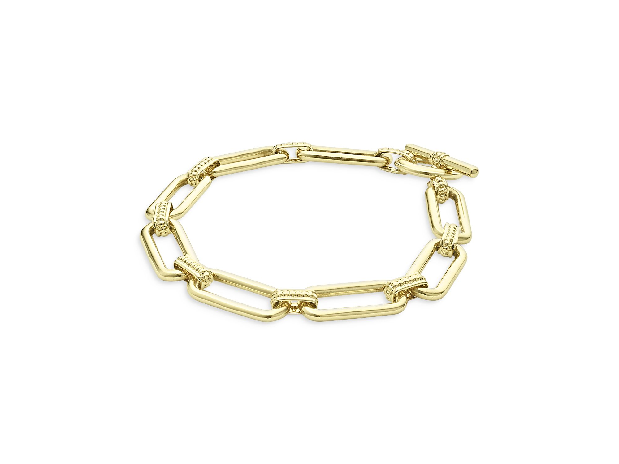 18K Yellow Gold Signature Caviar Link Bracelet — Image 5