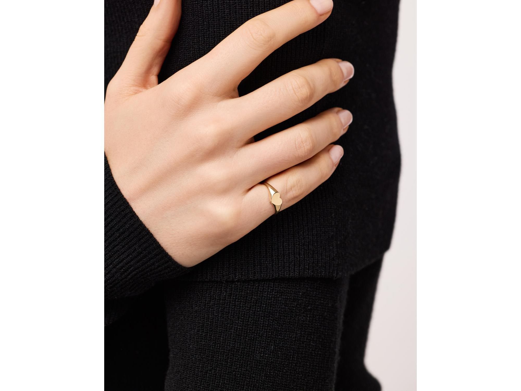 Solid Gold Heart Signet Ring — Image 3