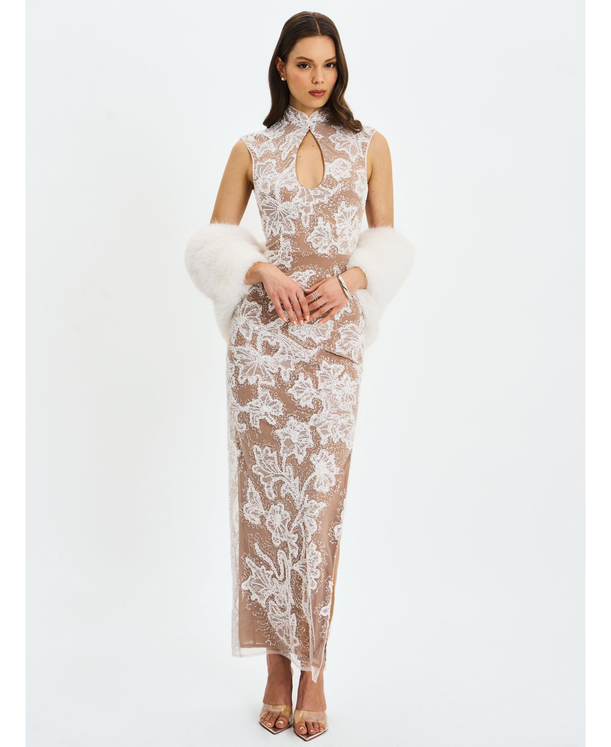 Tavia Beaded Teardrop Neckline Maxi Dress — Image 8