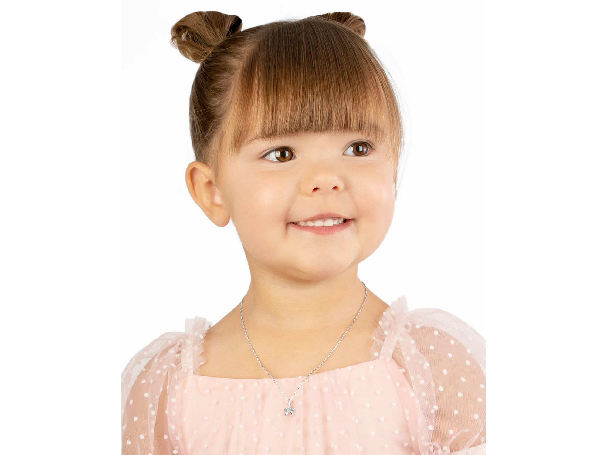 Girl's Sterling Silver Darling Bow 12 - 14" Necklace - Little Kid, Big Kid — Image 3