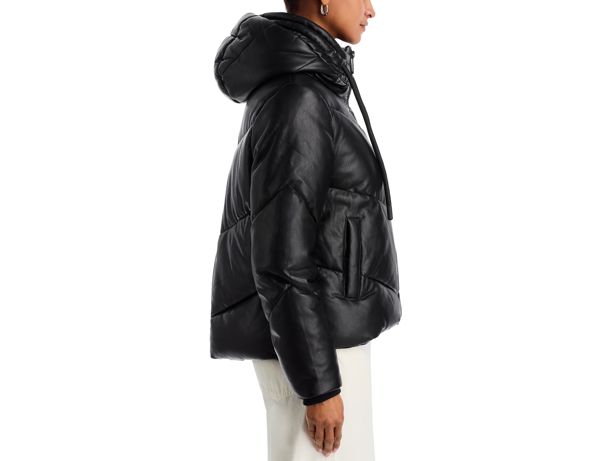 Faux Leather Puffer Jacket — Image 6