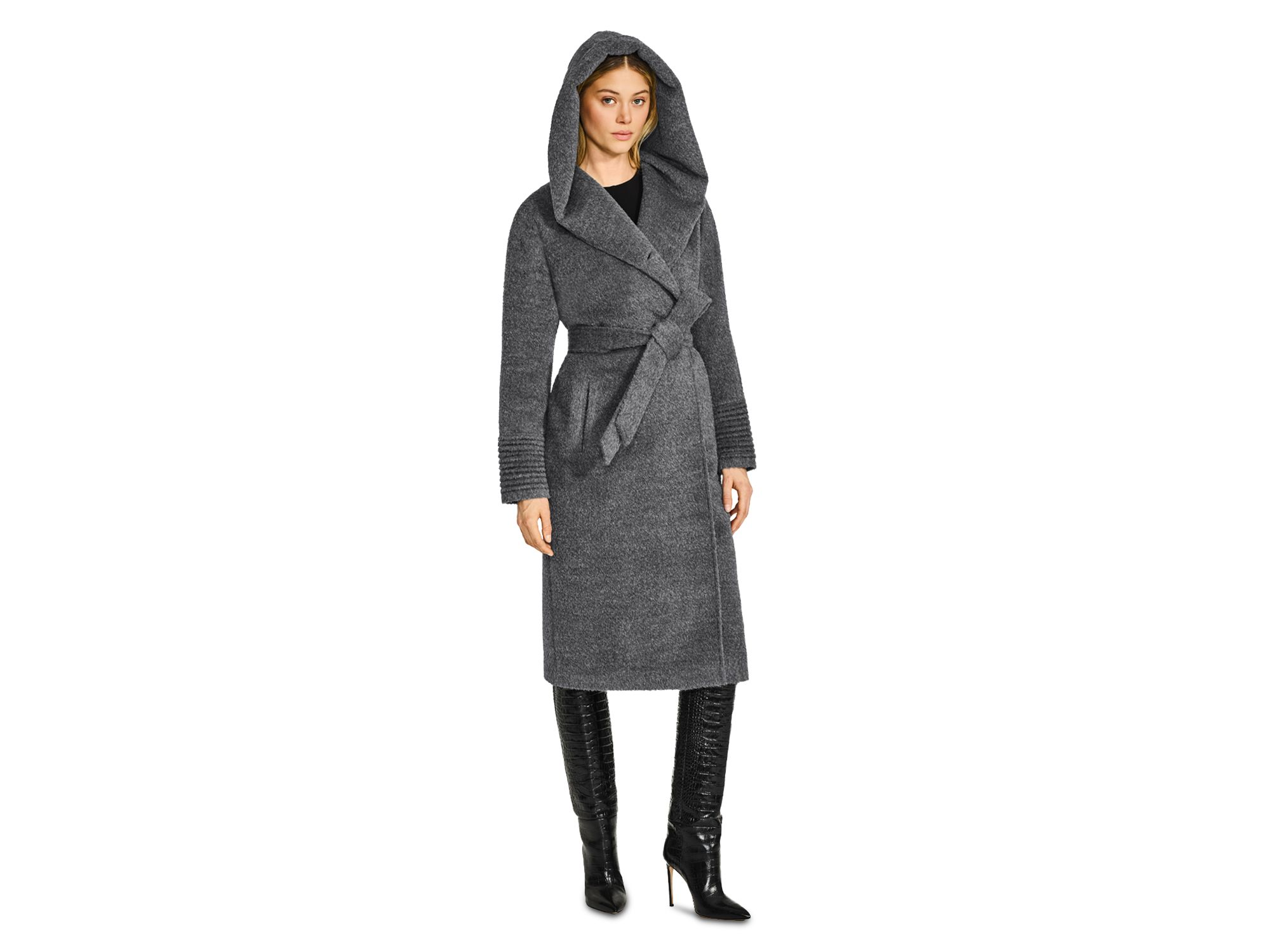 Bouclé Long Hooded Coat — Image 6
