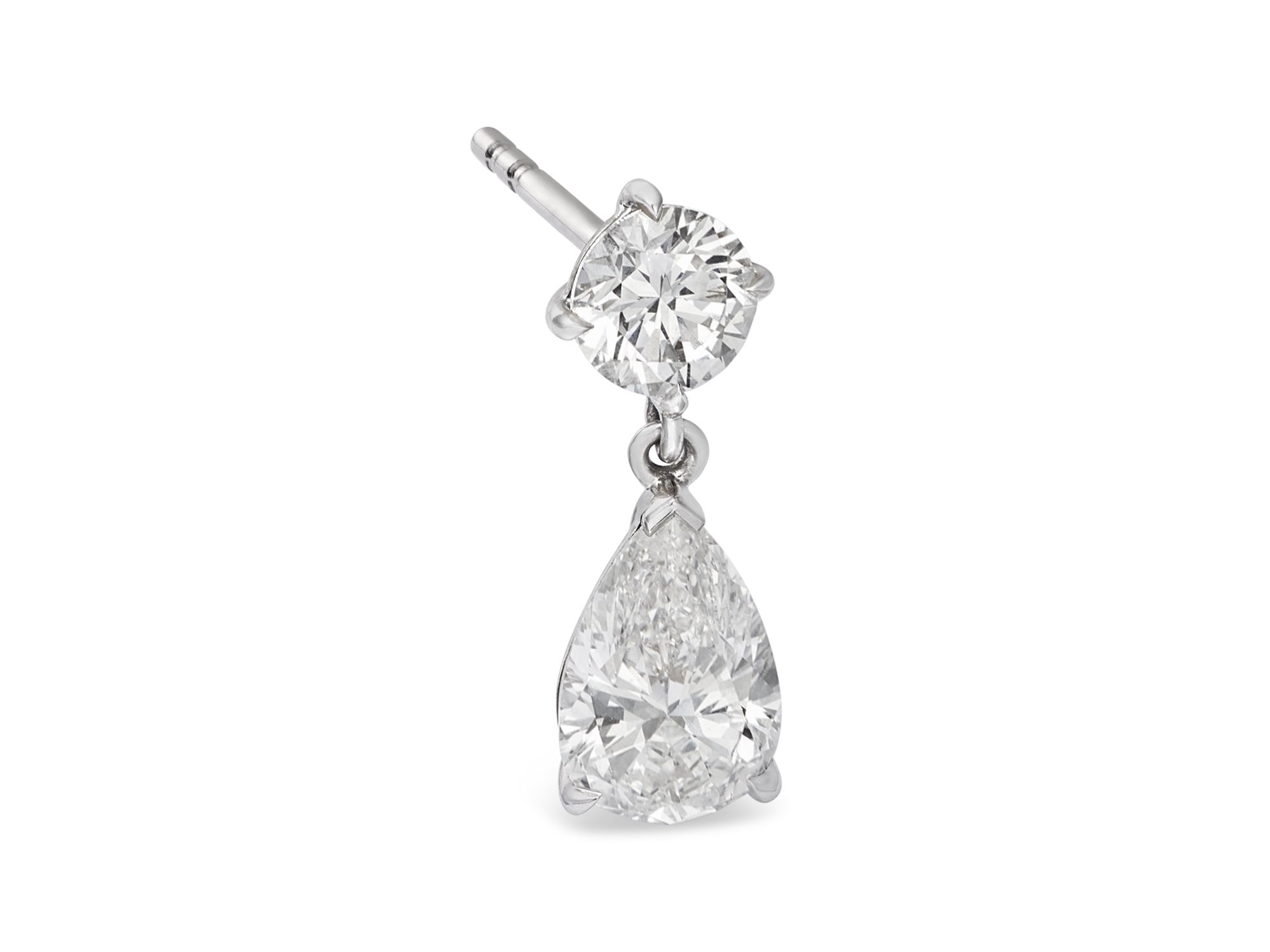 Luxe Collection Certified Lab Grown Diamond Round & Pear Drop Earrings in 14K White Gold, 2.45 tcw — Image 3