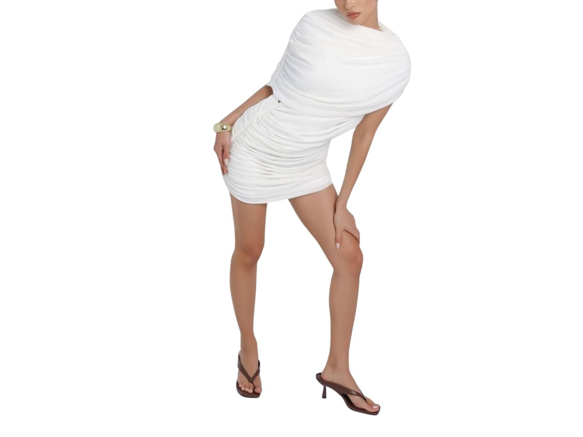 Draped Shoulder Mini Dress — Image 4
