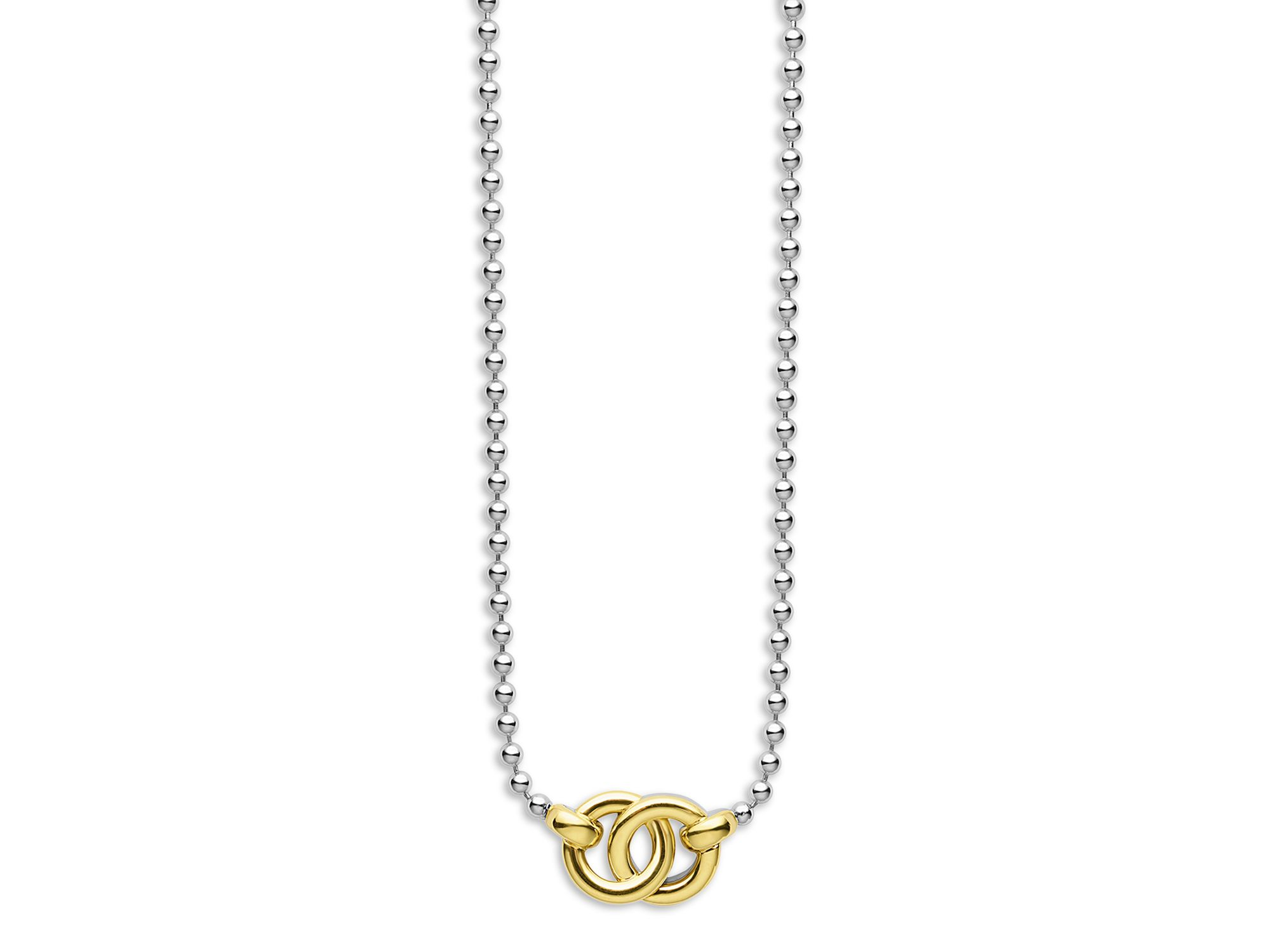 18K Yellow Gold & Sterling Silver Signature Caviar Interlocking Pendant Necklace, 16-18" — Image 4