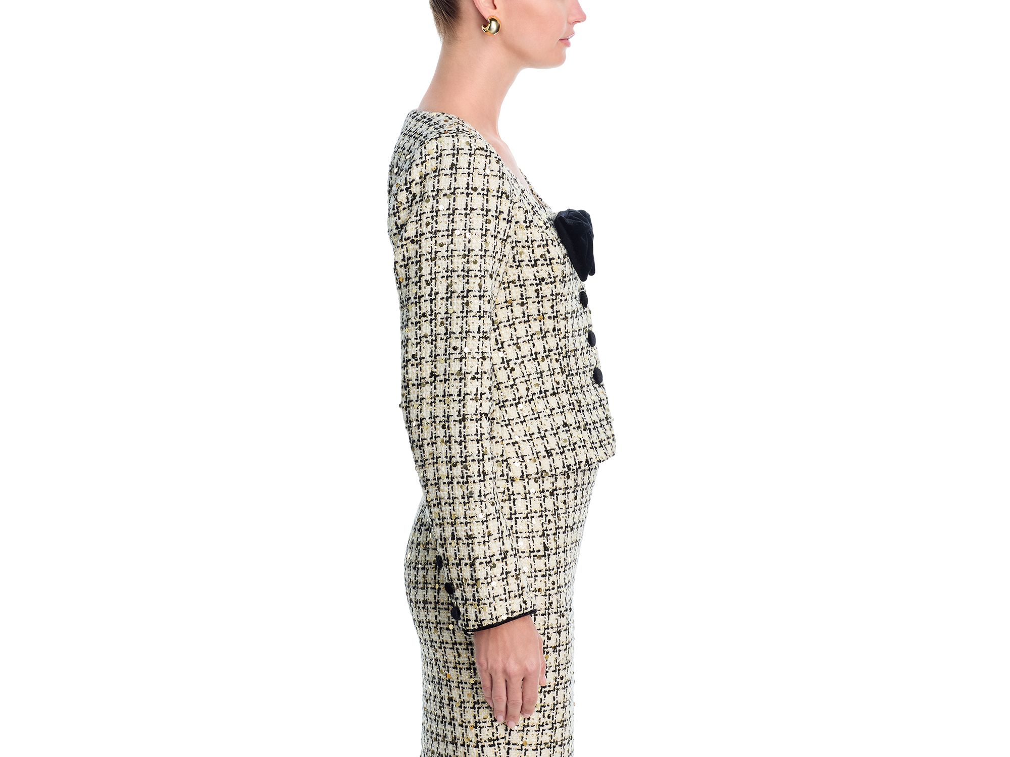 Sequin Tweed Velvet Bow Jacket - Exclusive — Image 4
