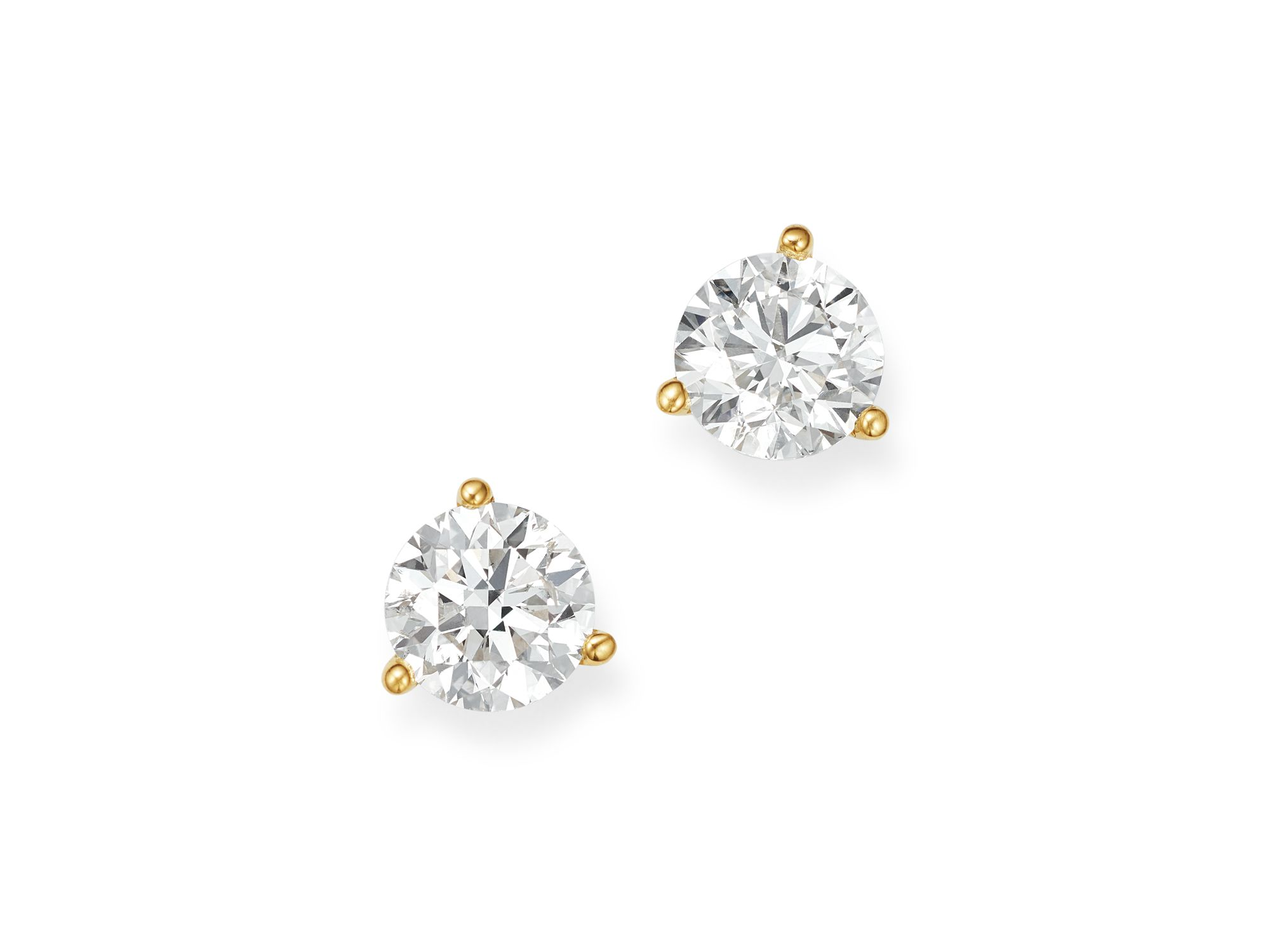Certified Diamond Stud Earrings in 18K Yellow Gold Martini Setting — Image 7