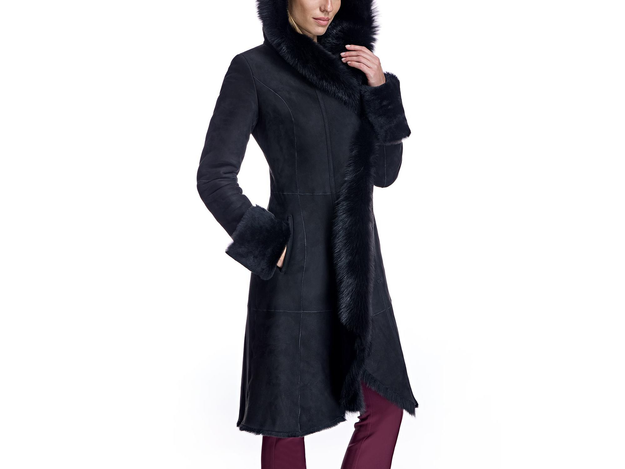 Hooded Shearling Coat — Image 6