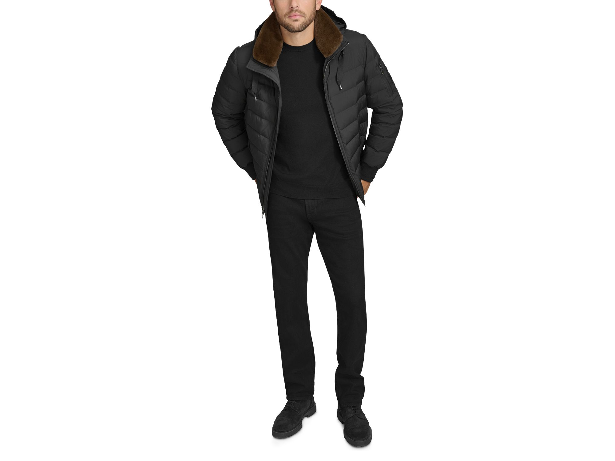 Loxton Faux Fur Collar Quilted Down Jacket — Image 4