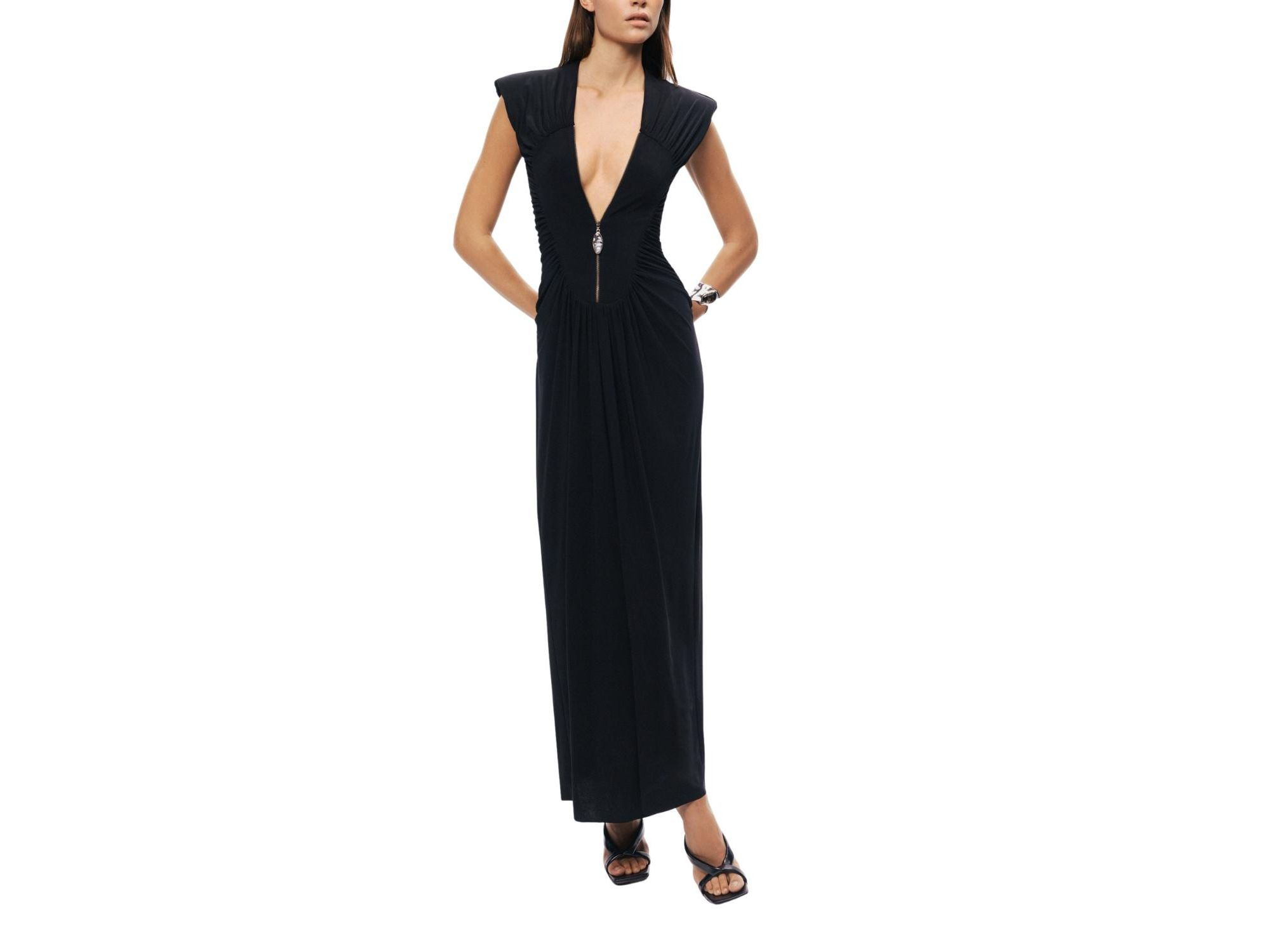 Ruched Deep V-Neck Maxi Dress — Image 6