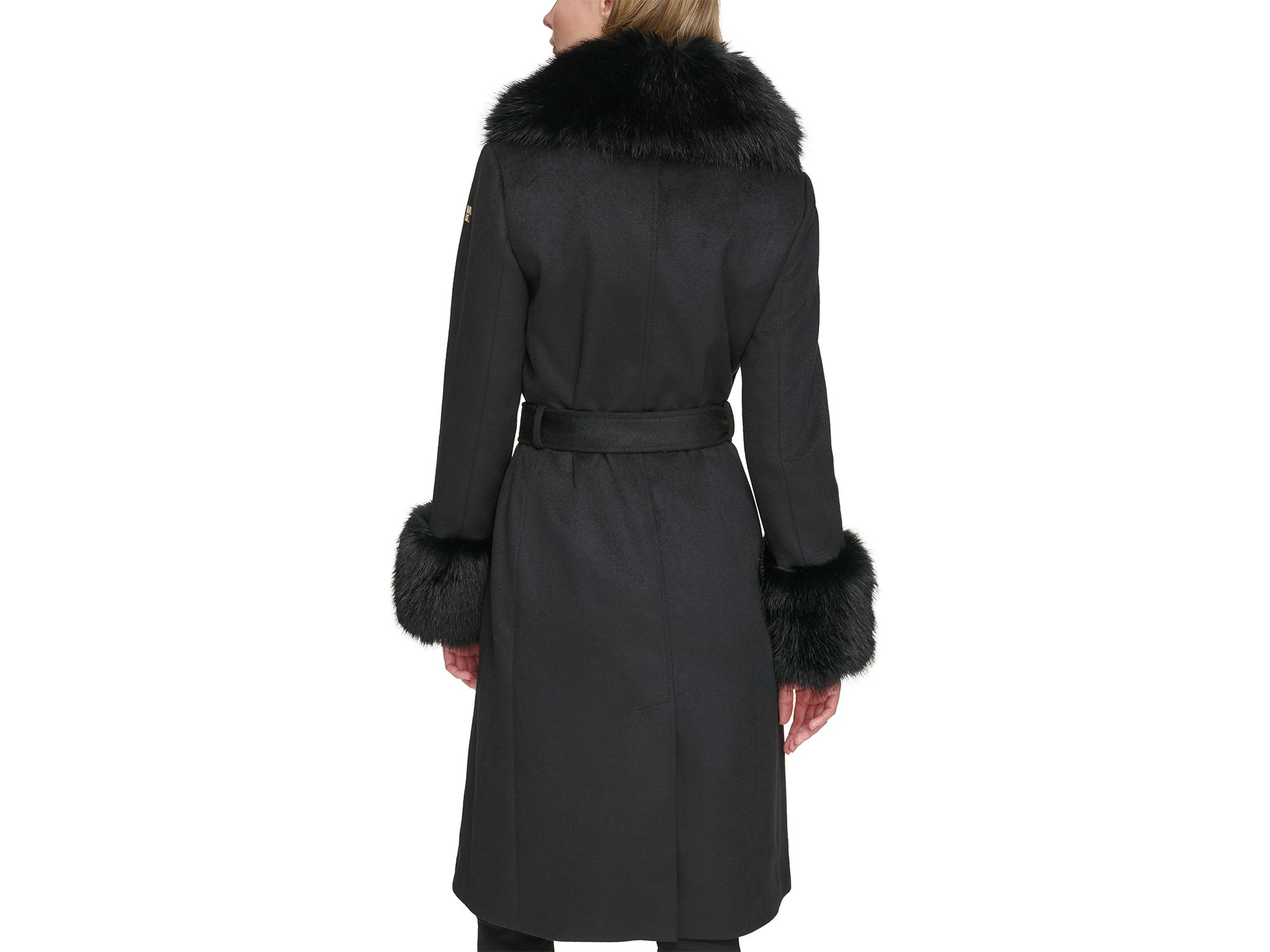 Wool Blend Faux Fur Trim Coat — Image 3