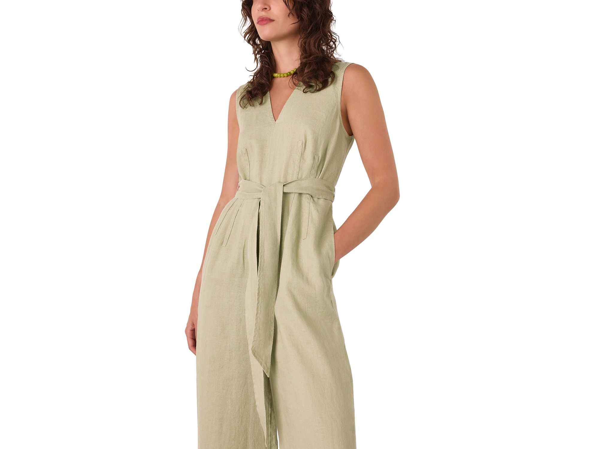 Belted Seamed Linen Jumpsuit — Image 3