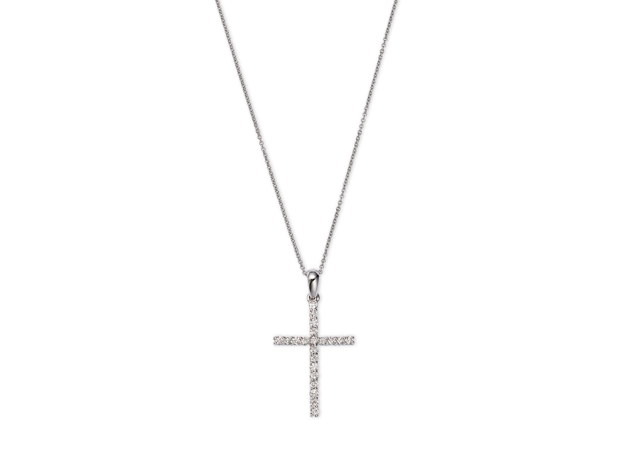 Diamond Cross Pendant Necklace in 14K White Gold, 0.25 tcw — Image 4