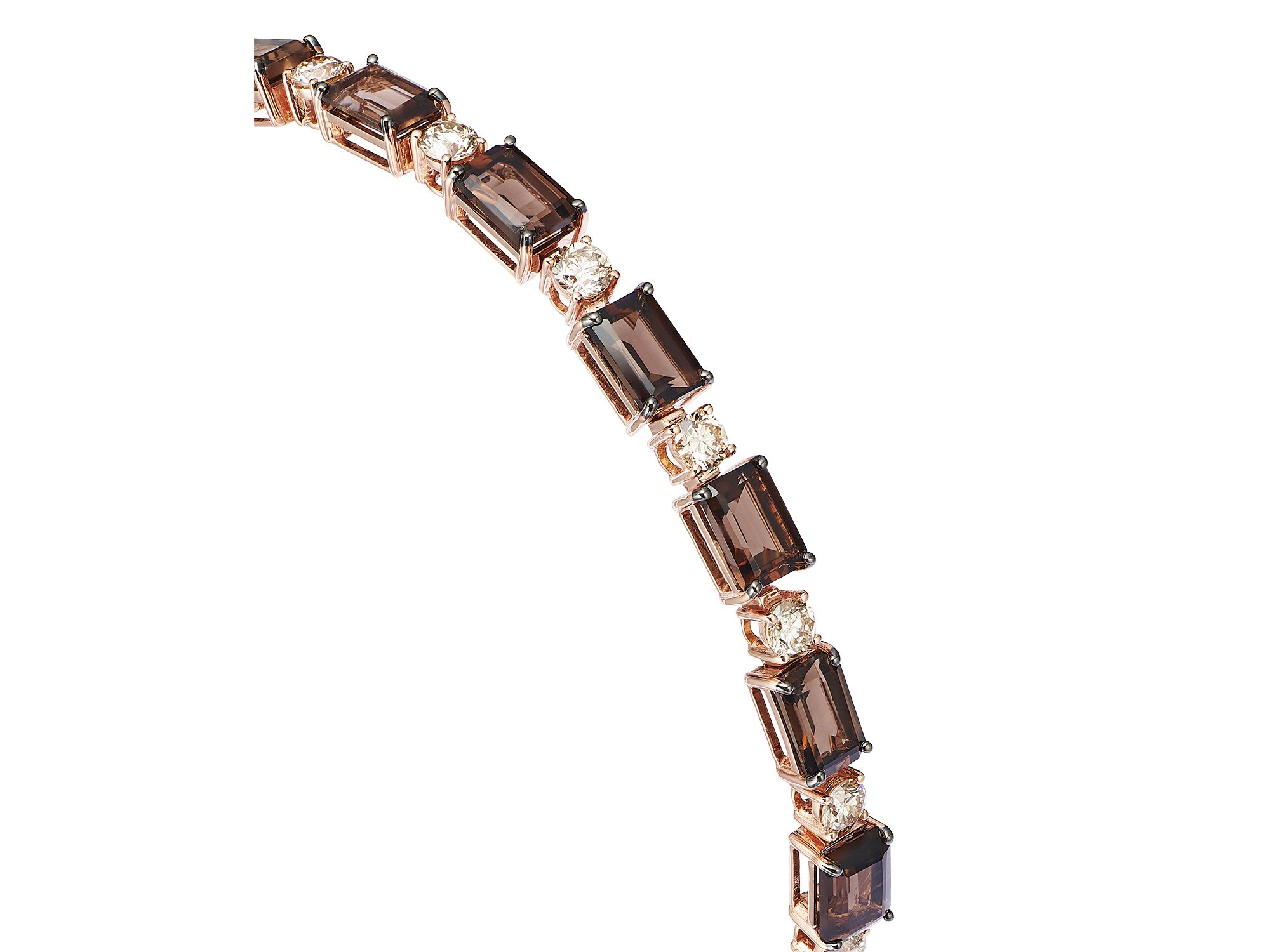 Smokey Quartz & Champagne Diamond Bracelet in 14K Rose Gold — Image 3