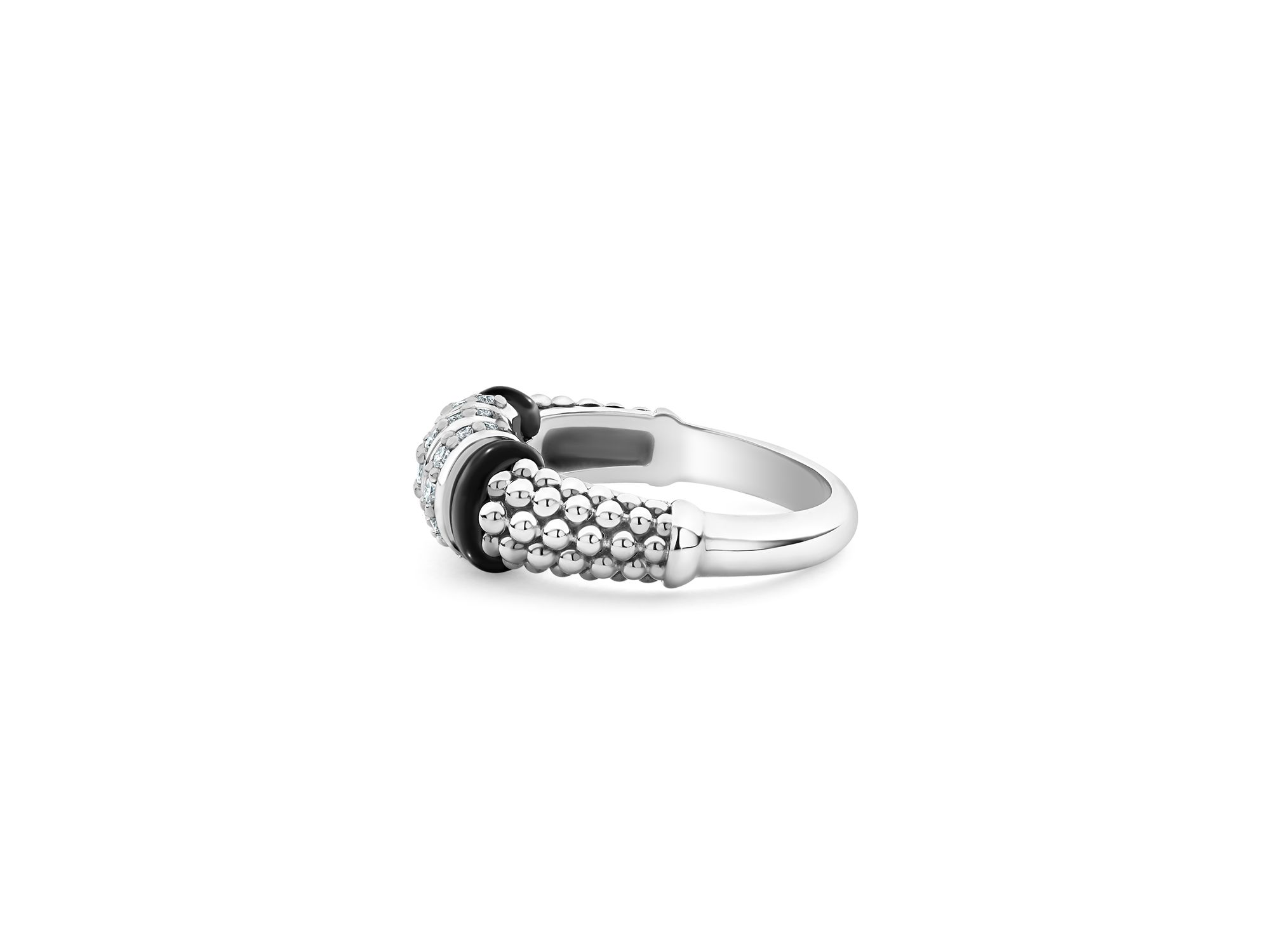 Sterling Black Caviar Diamond & Black Ceramic Statement Ring — Image 5