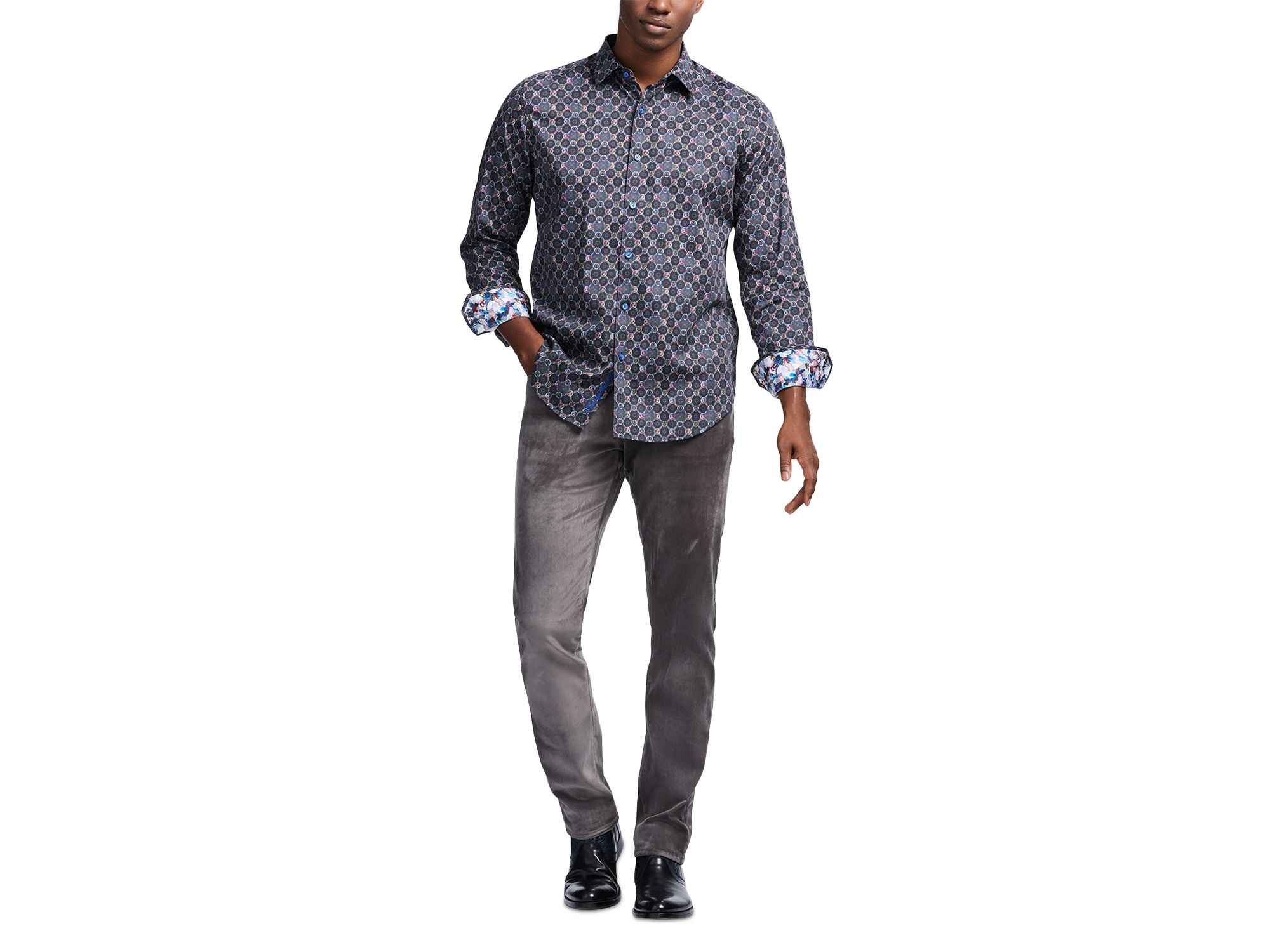 Bramston Printed Long Sleeve Button Front Shirt — Image 6