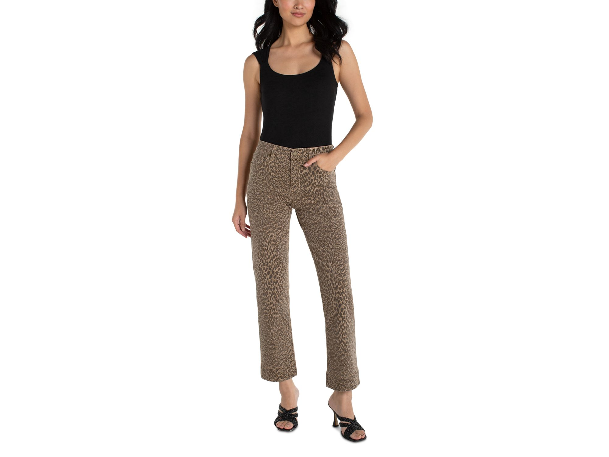 Kennedy Mid Rise Straight Jeans in Khaki Abstract Animal — Image 4