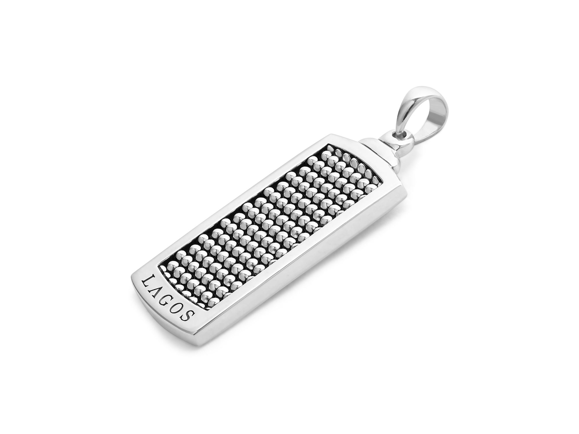 Men's Sterling Anthem Caviar Beaded Dog Tag Amulet Pendant — Image 3
