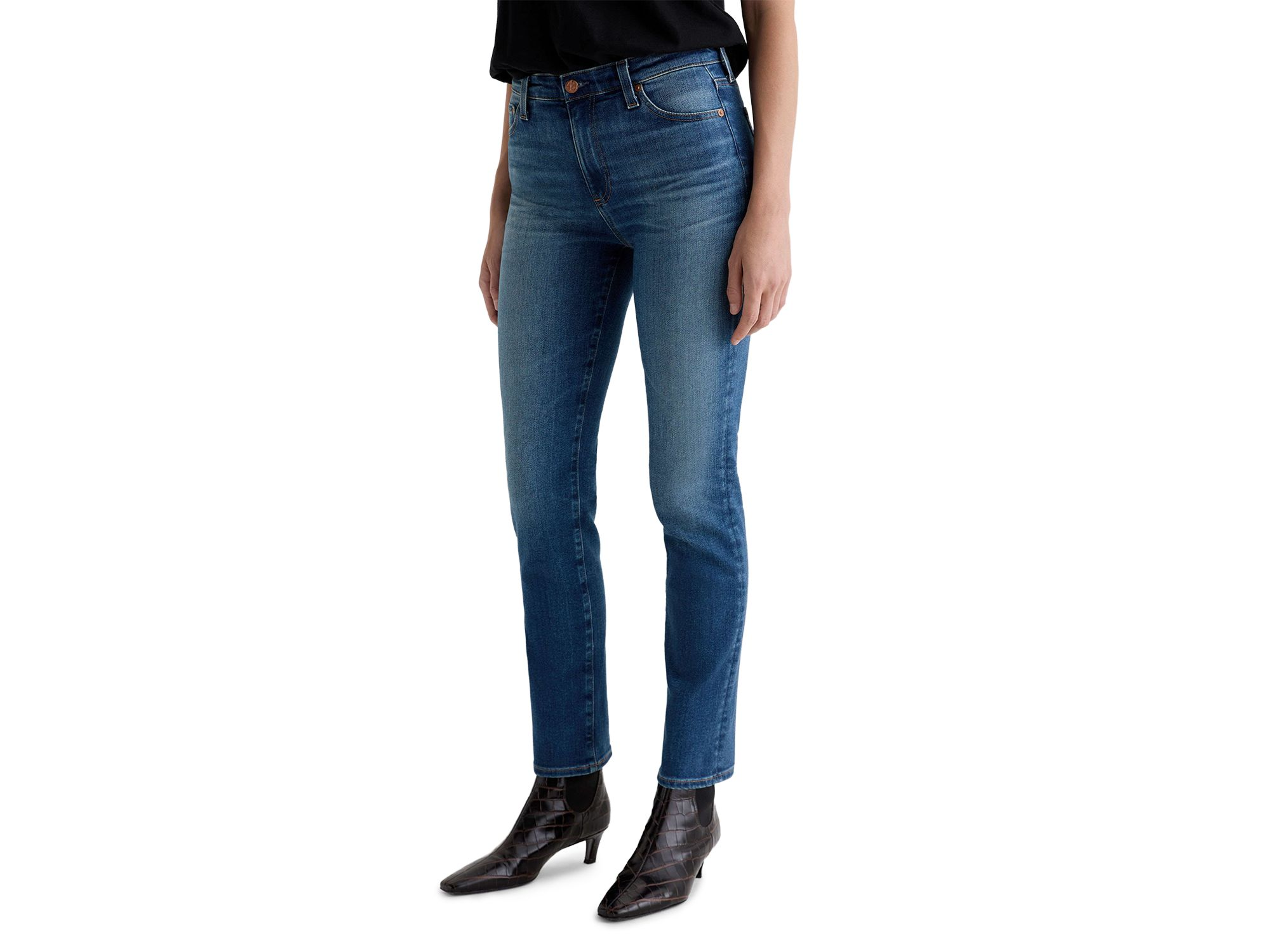 Mari Mid Rise Slim Straight Leg Jeans in 12 Years Assumption — Image 5