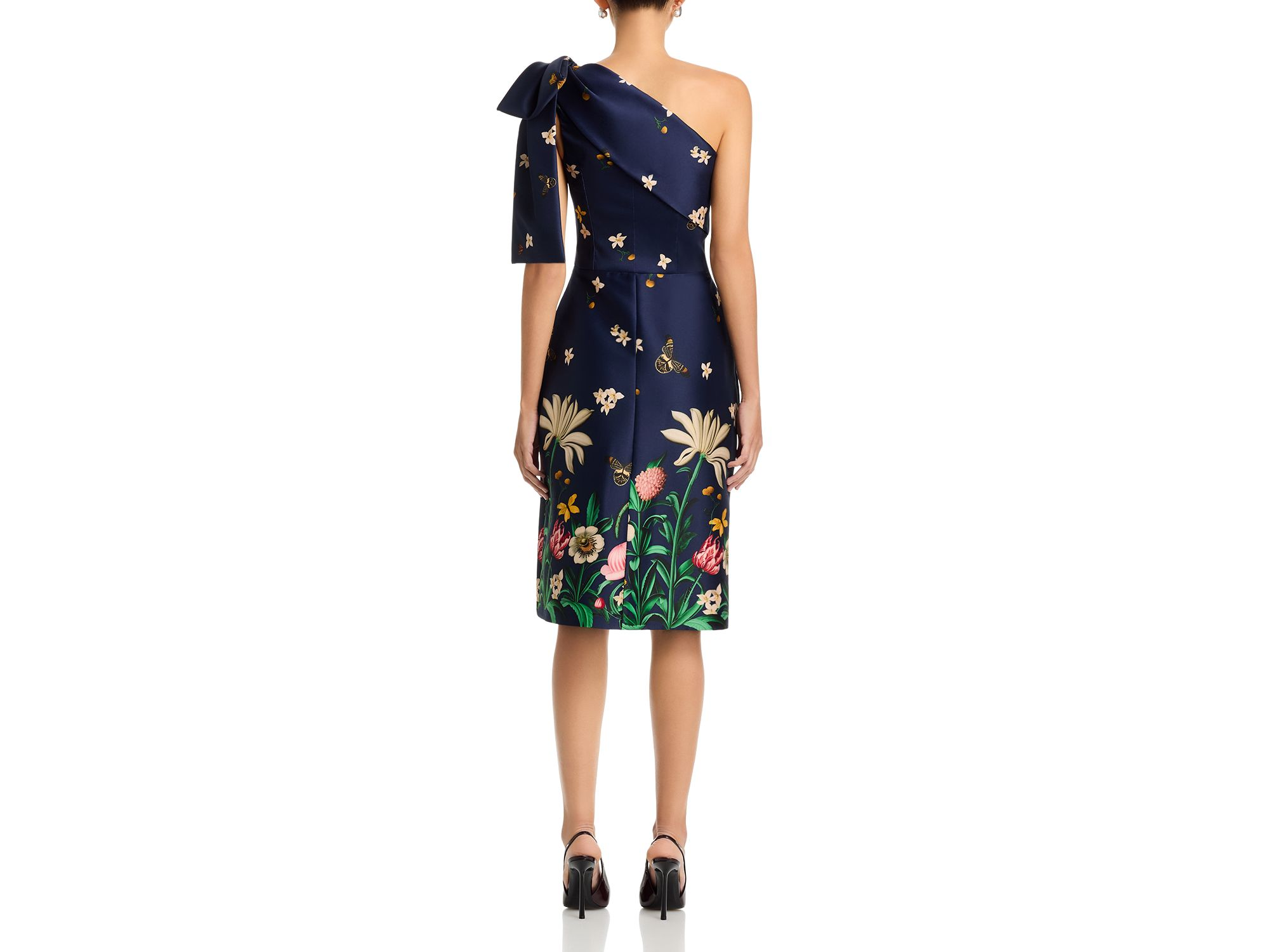 Mikado Floral Butterfly One Shoulder Dress — Image 4