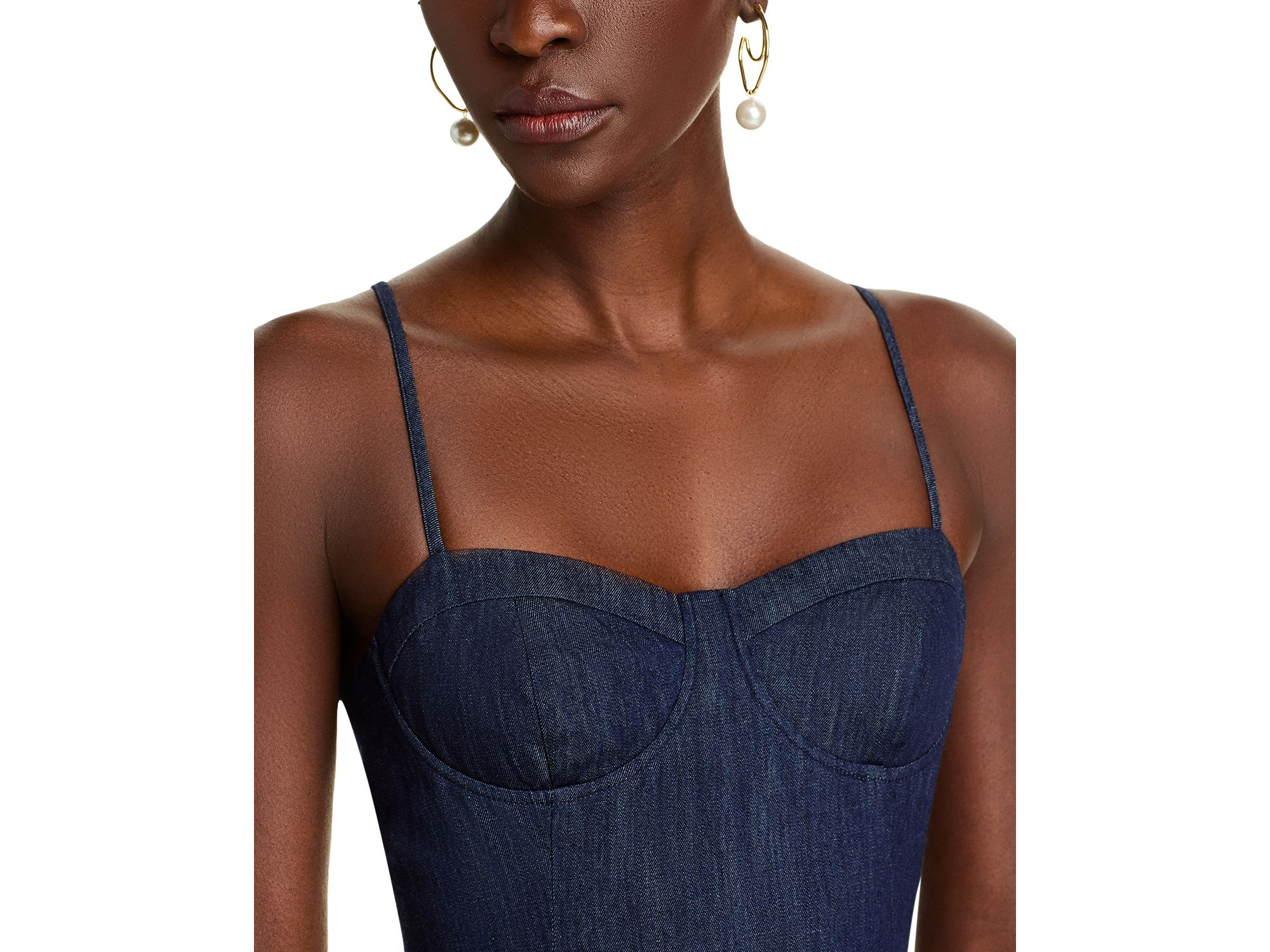 Denim Bustier Midi Dress - Exclusive — Image 3