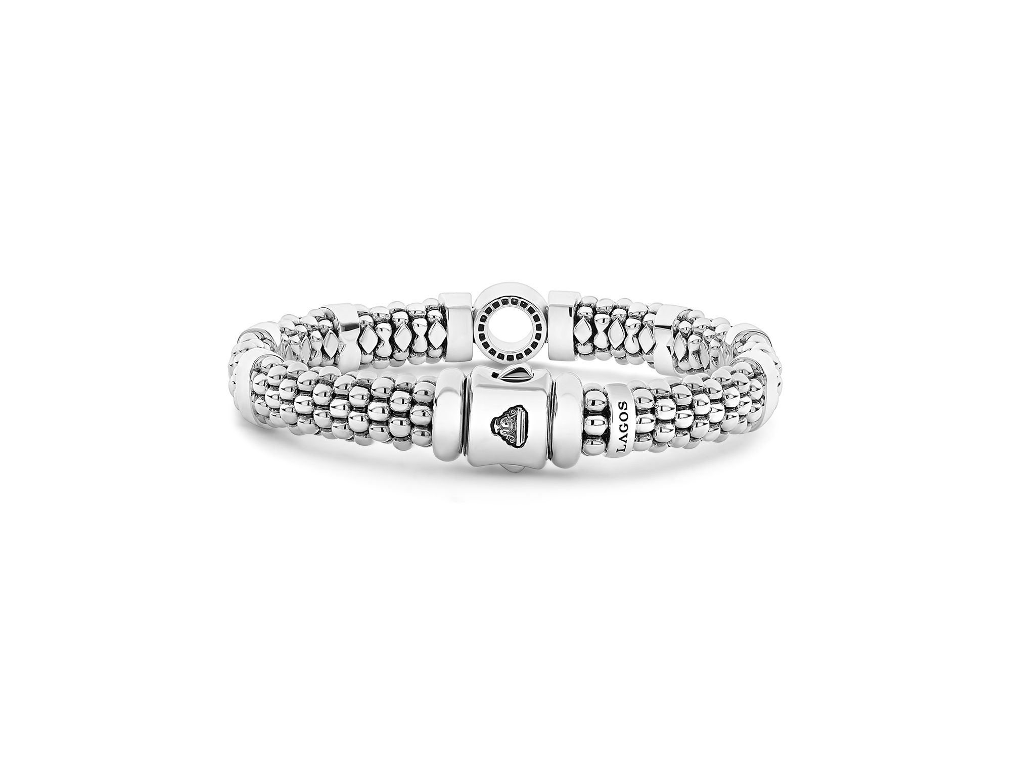 Sterling Caviar Spark Diamond Circle Bead & Polished Link Bracelets — Image 5