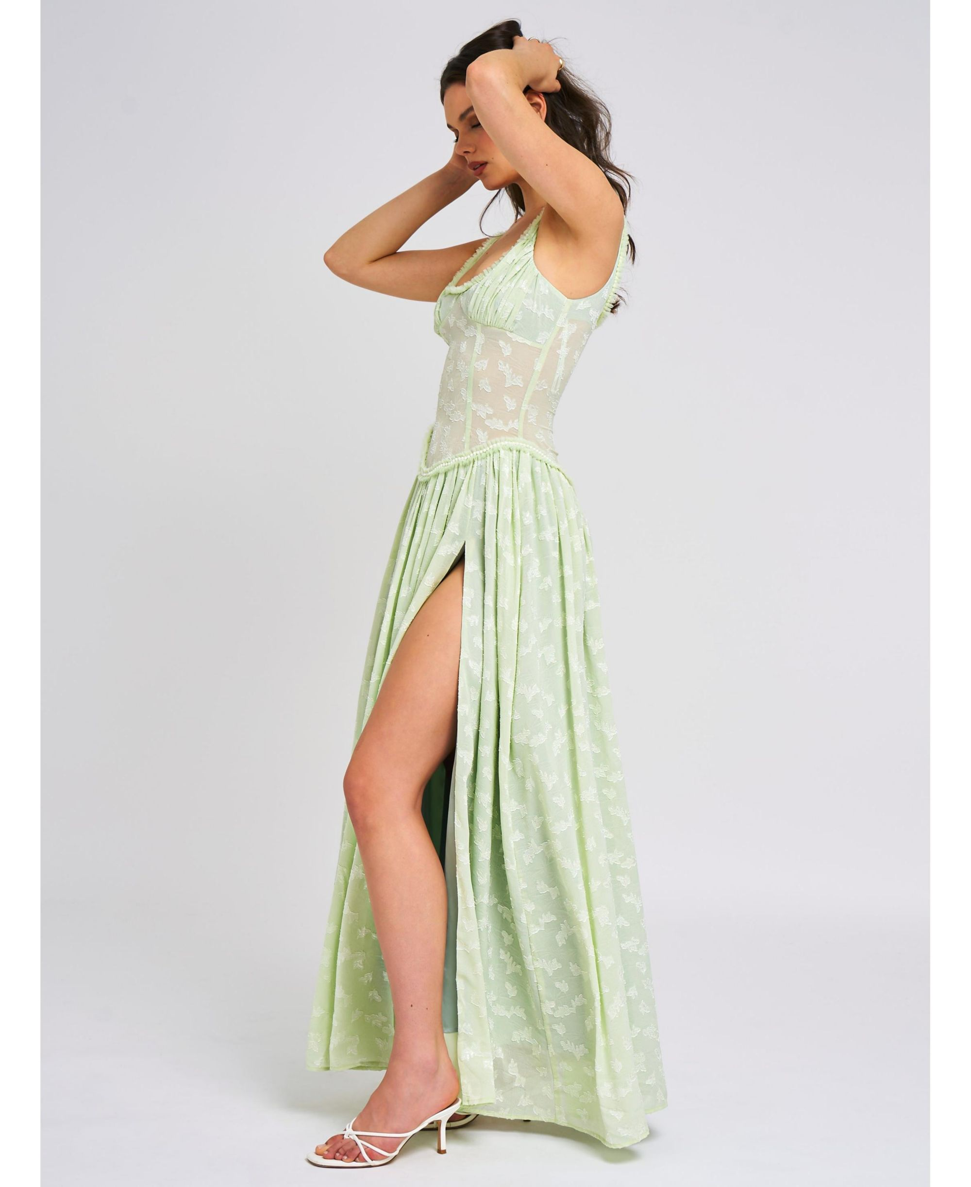 Ulissa Drop Waist Square Neck High Slit Maxi Dress — Image 10