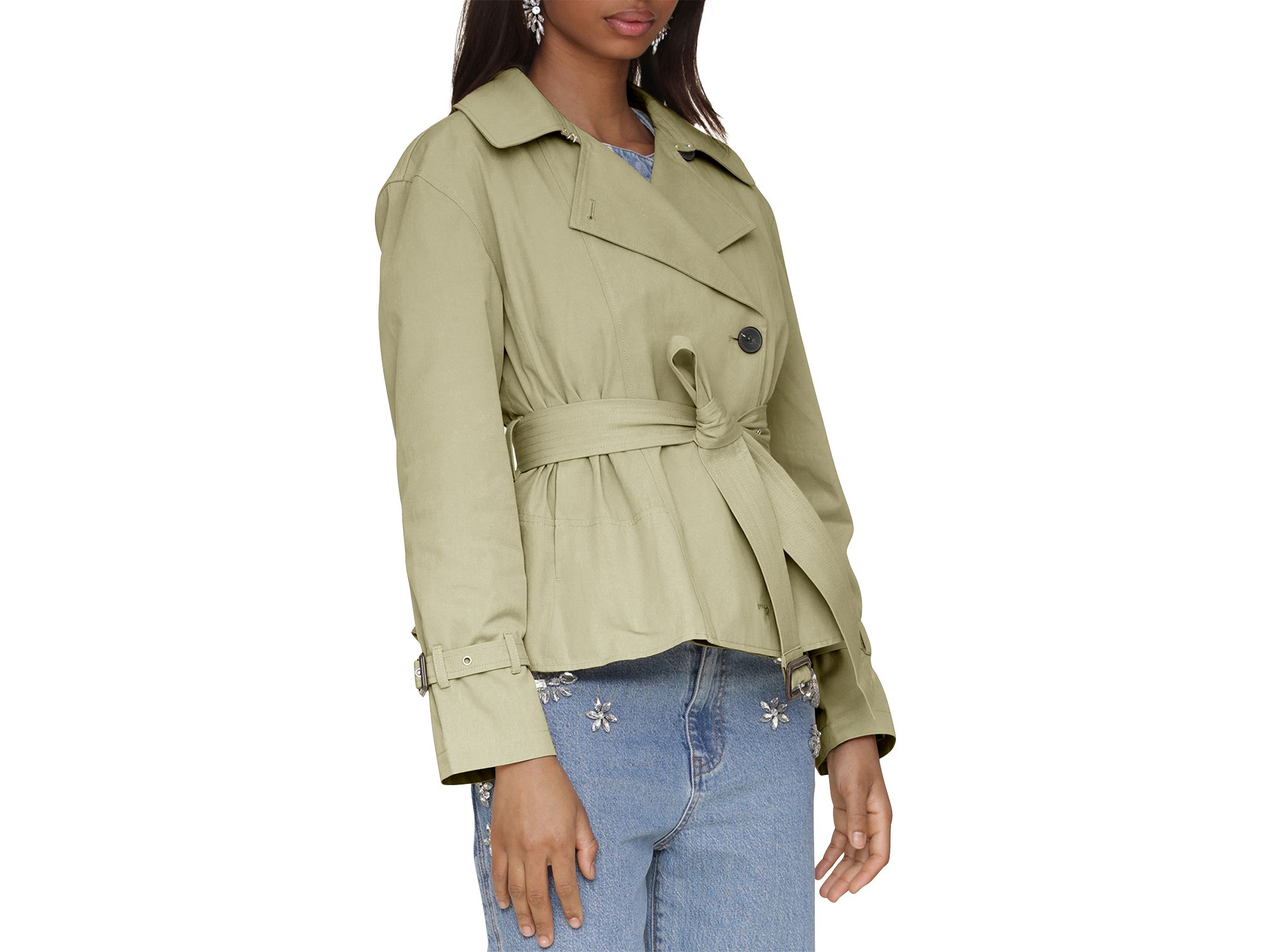Cropped Belted Trench Coat — Image 5