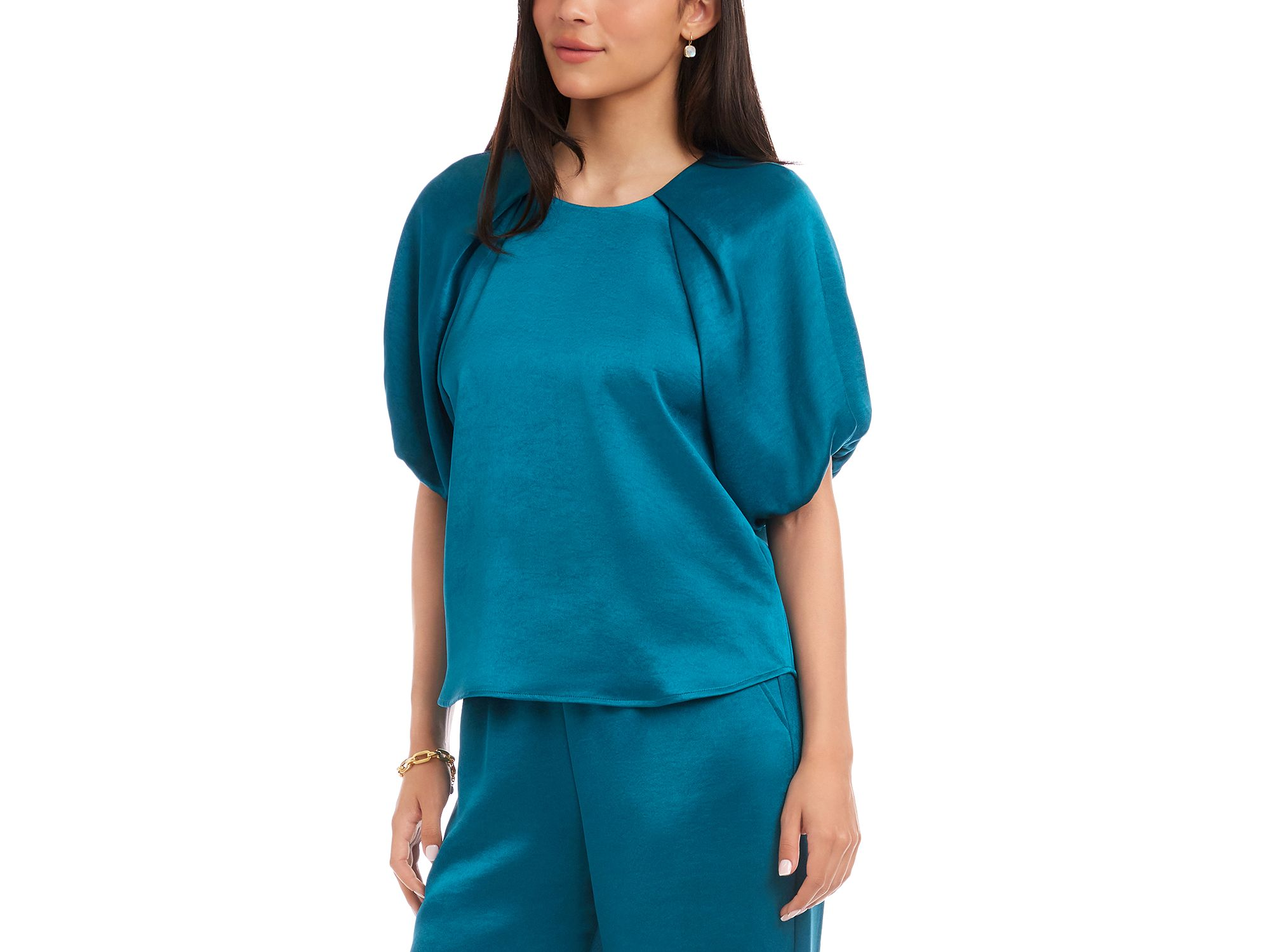 Puff Sleeved Satin Top — Image 3