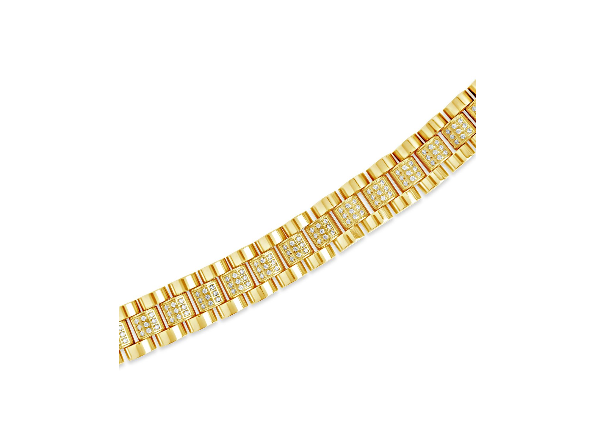 Pavé Watch Band Chain Bracelet in 14K Gold Plated — Image 4