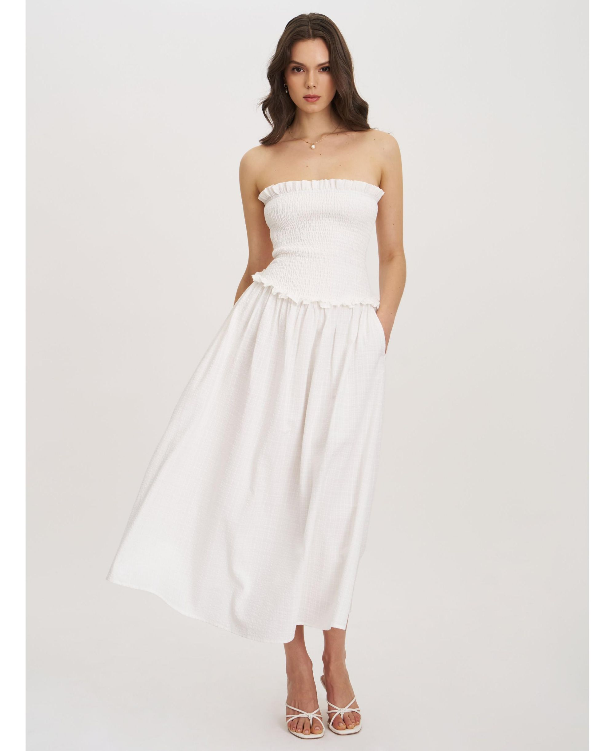Quadiya Smock Top Strapless Drop Waist Midi Dress — Image 5