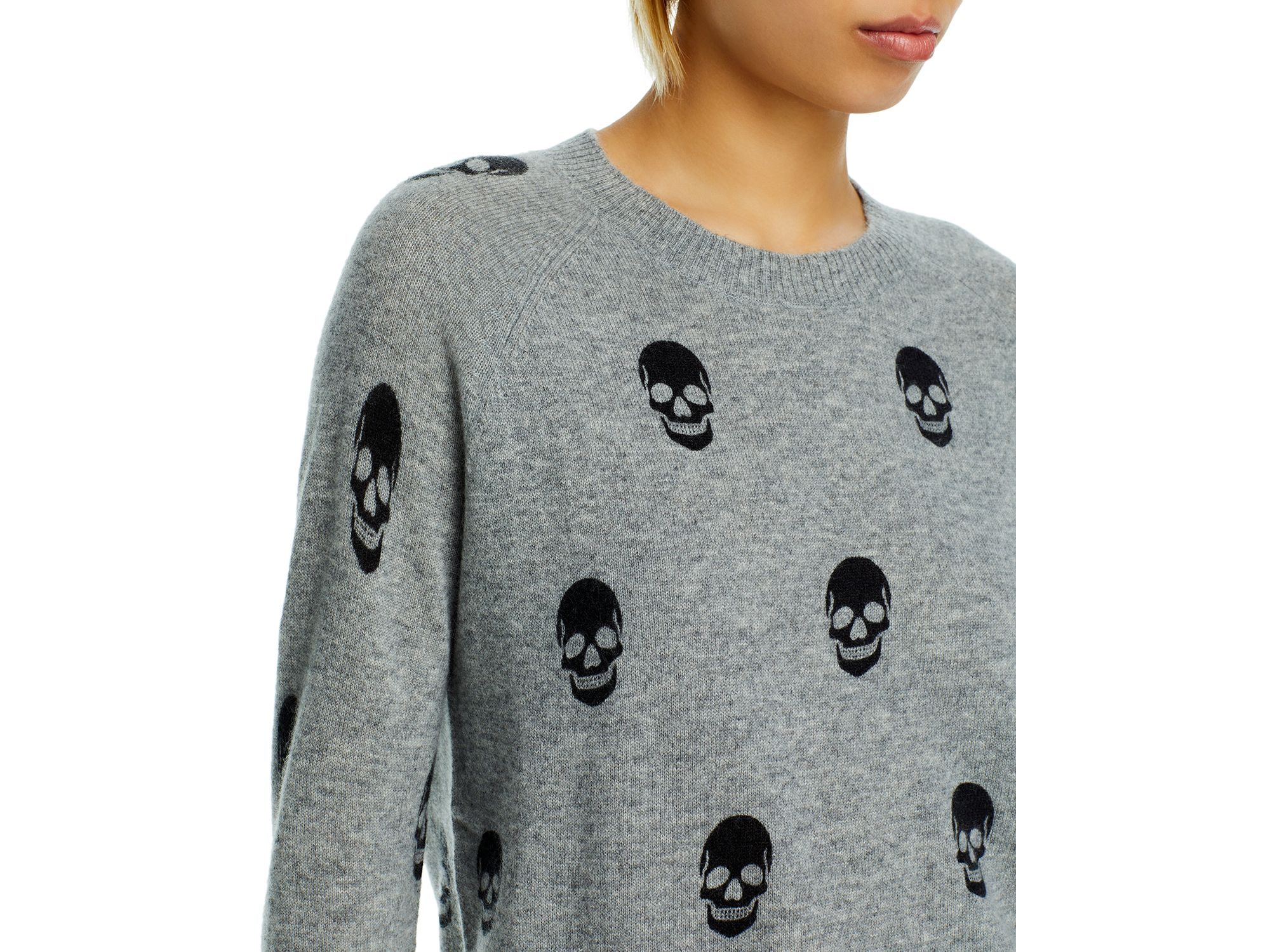 100% Cashmere Skull Print Crewneck Sweater - Exclusive — Image 3
