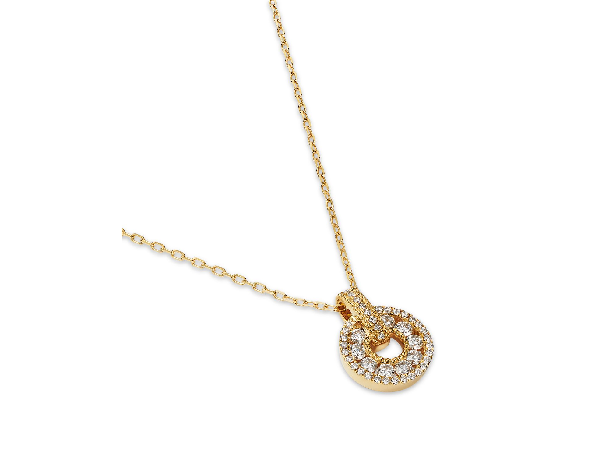 Diamond Circle Pendant Necklace in 14K Yellow Gold, 0.44 tcw — Image 3