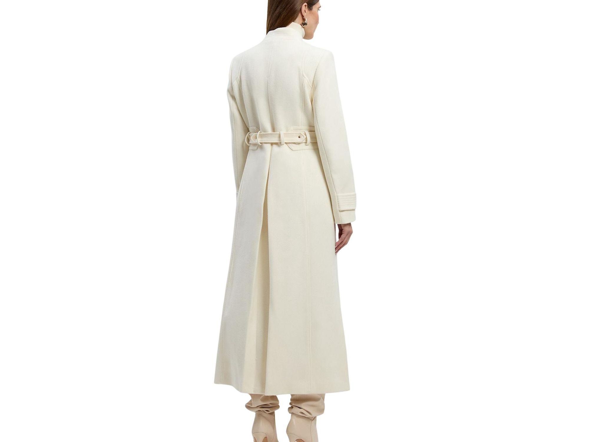 Wool Notch Neck Belted Maxi Coat — Image 3