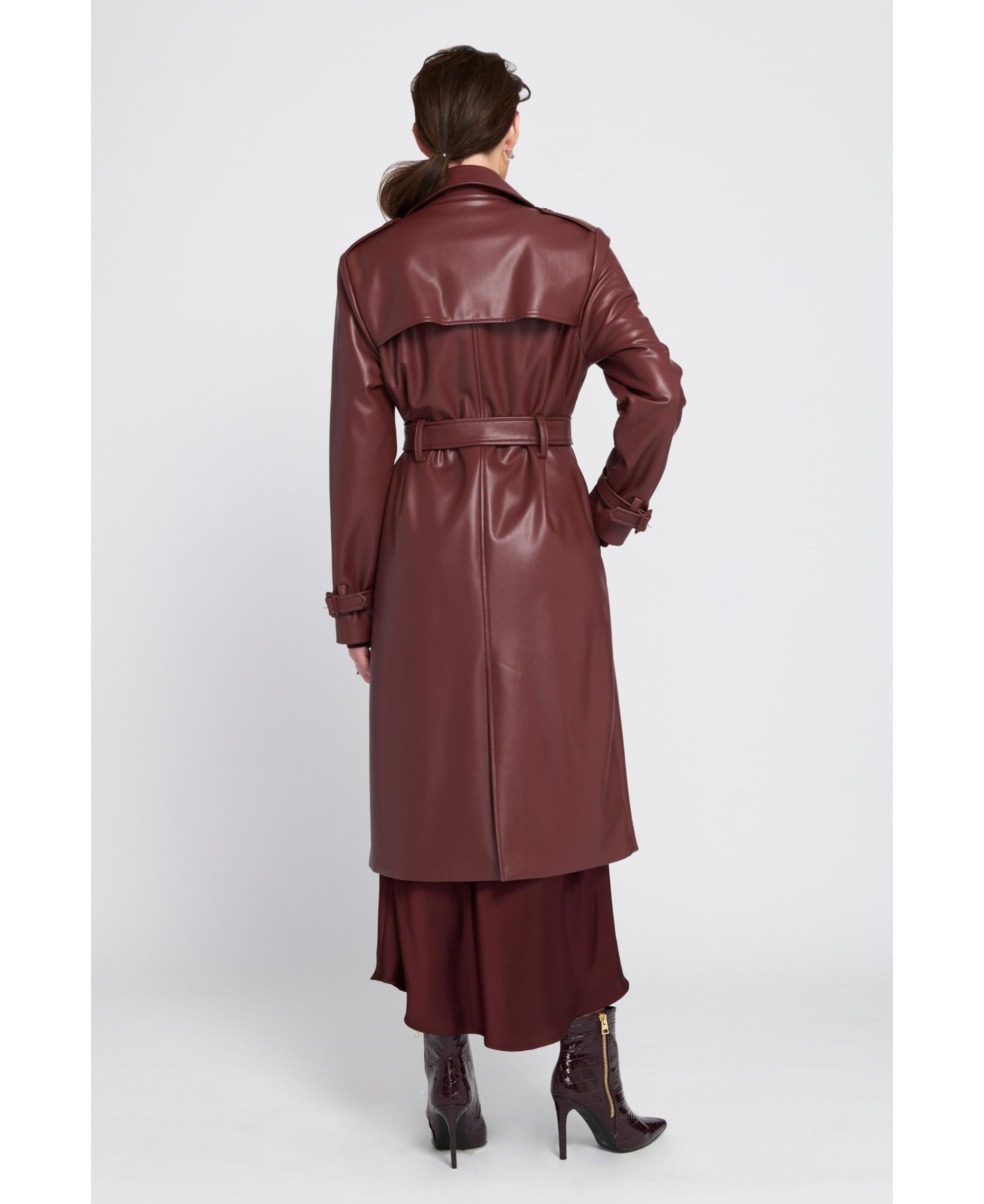 Faux Leather Trench Coat — Image 3