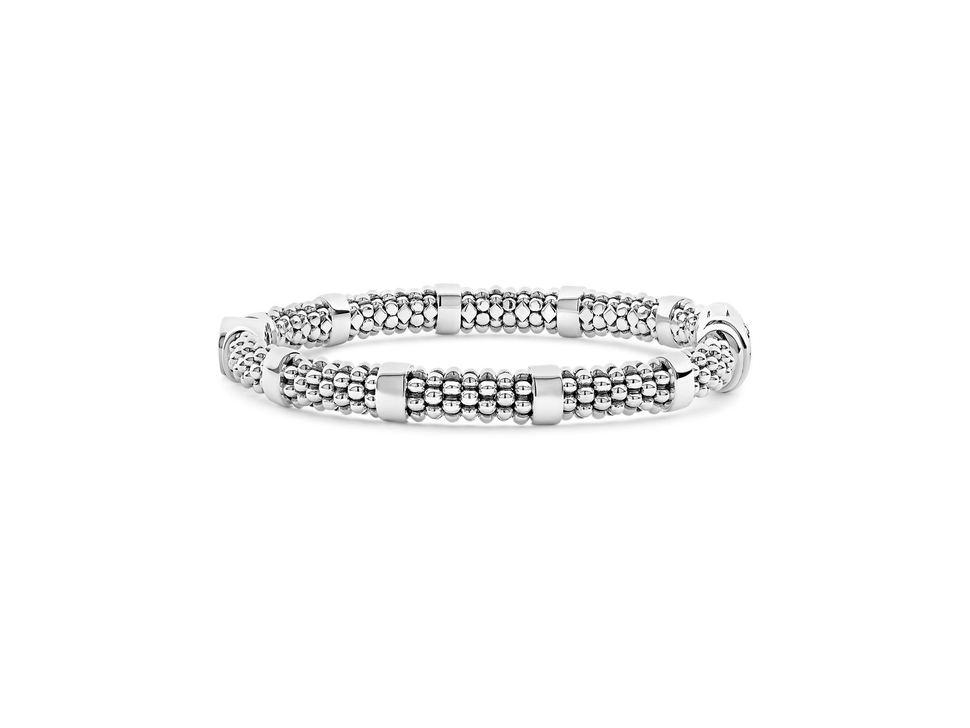 Sterling Caviar Spark Diamond Small Circle Bead & Polished Link Bracelets — Image 4