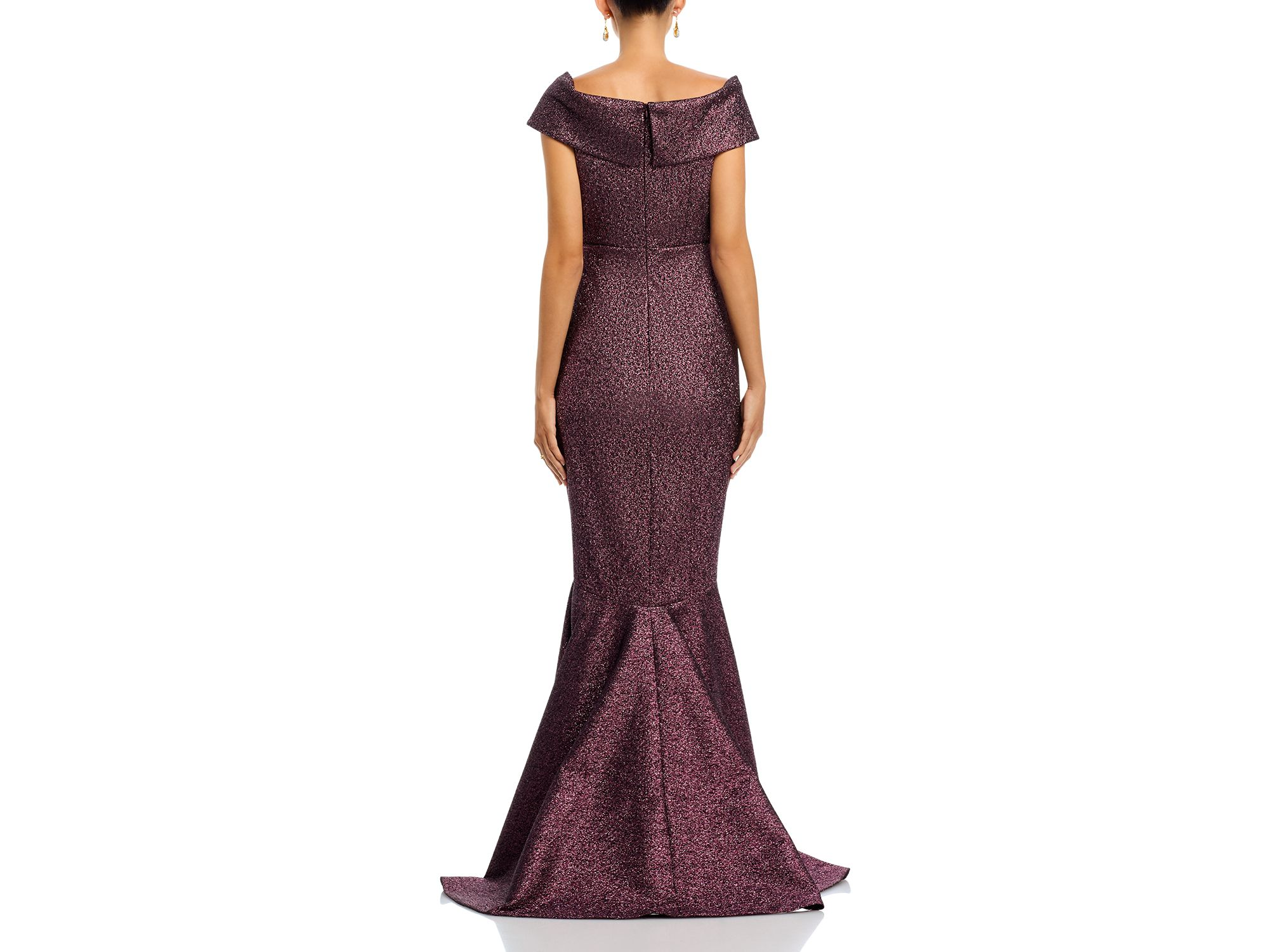 Metallic Jacquard Ruffle Gown — Image 3