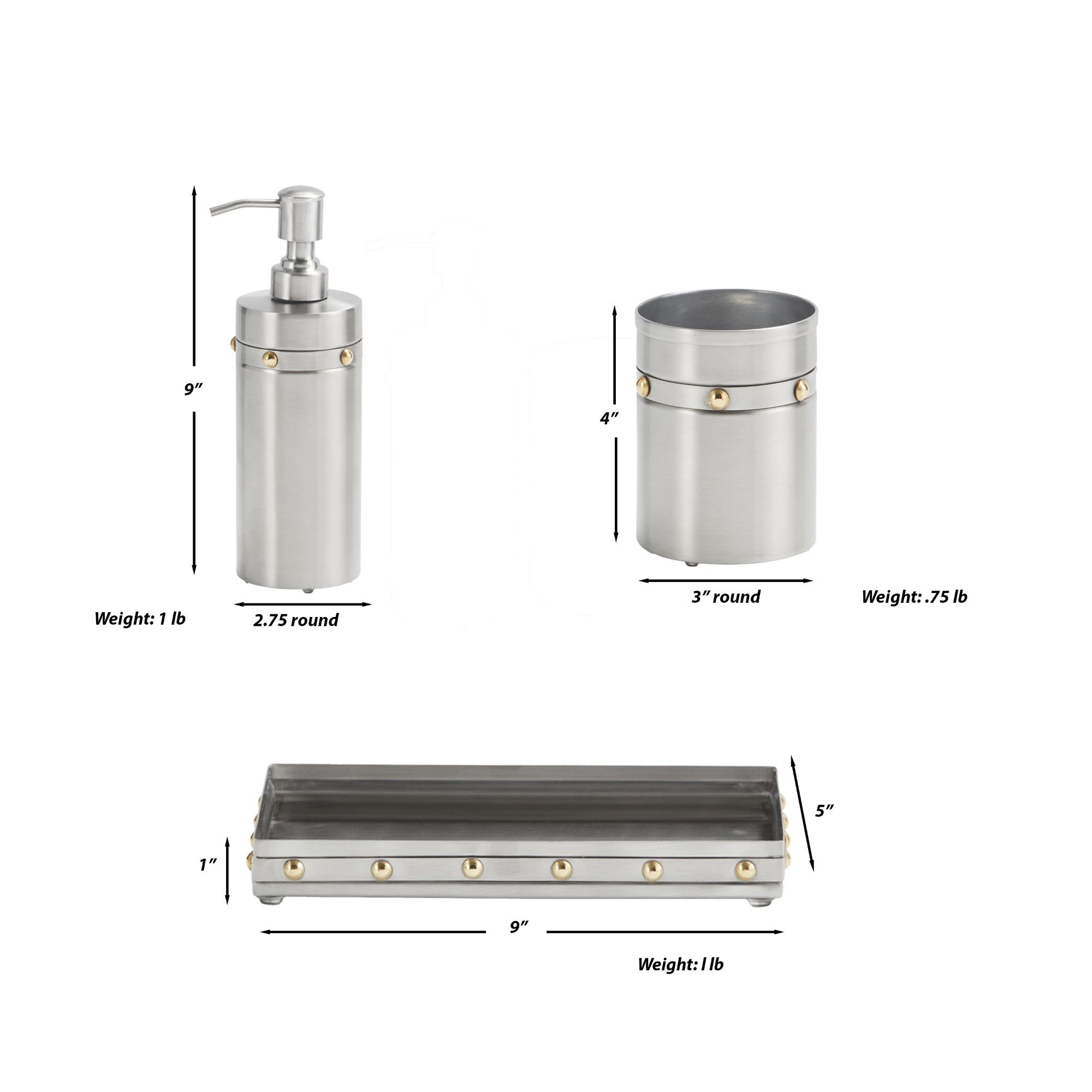 Rivets 3 Piece Bath Accessory Set — Image 4