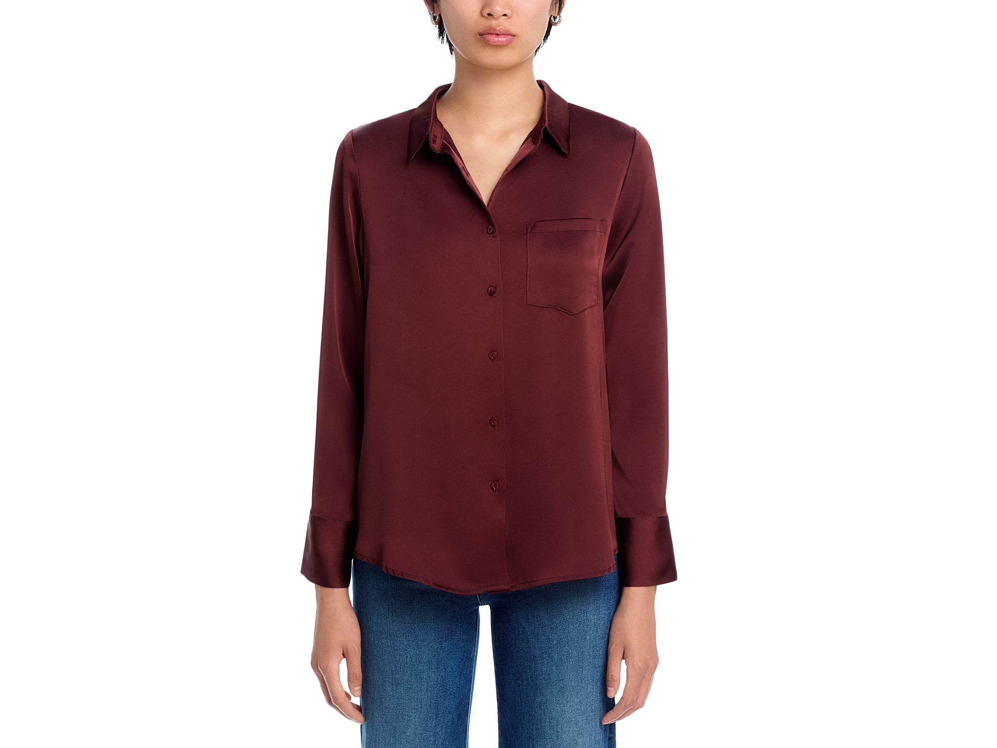 Satin Button Front Blouse - Exclusive — Image 5